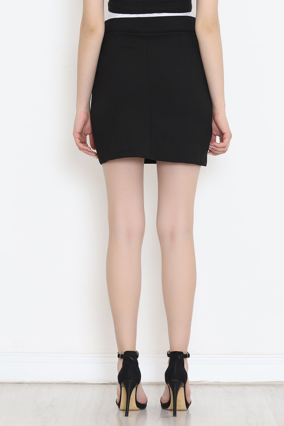 Skirt with a Lace-Up Waist Black - 18183.1779.