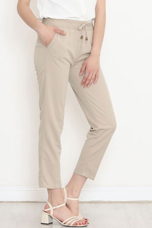 Crepe Lace-up Detailed Pants Beige - 152429.1778.