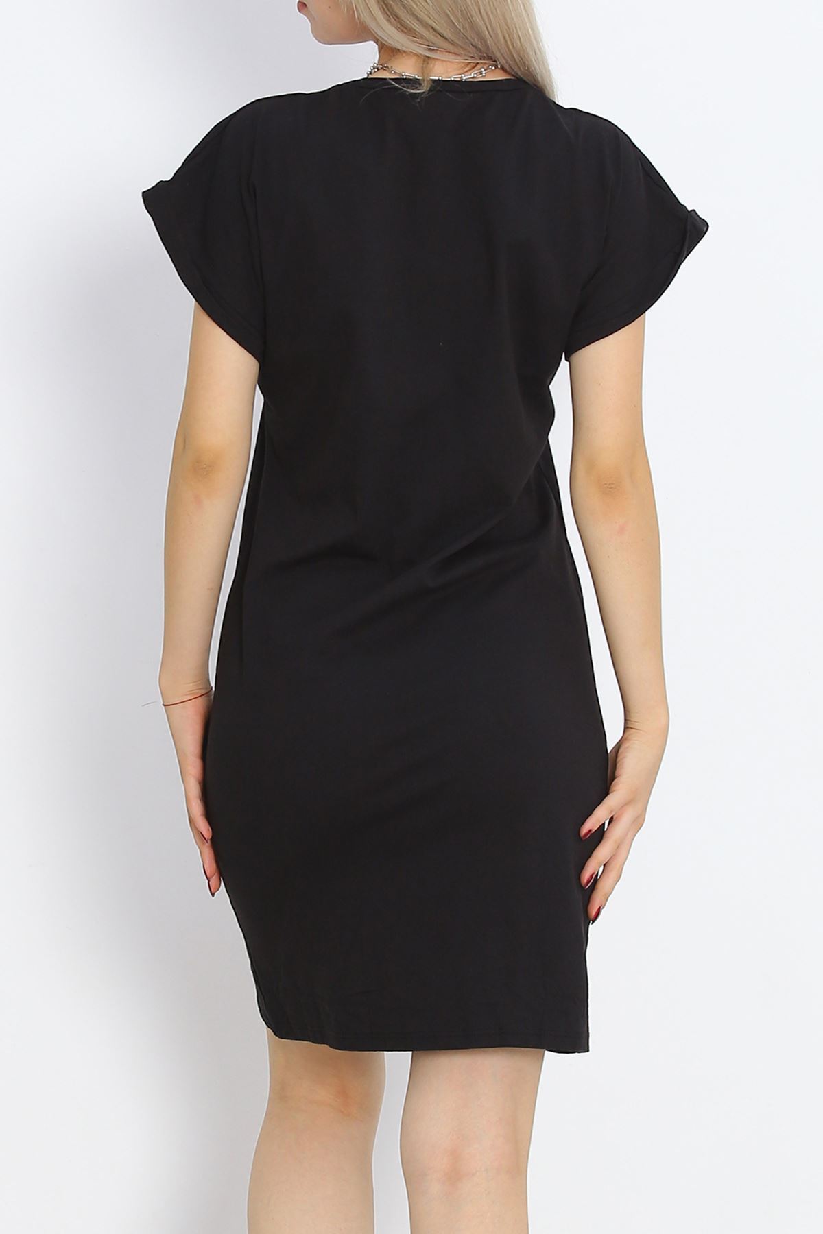 V Neck Suprem Dress Black - 15871.1567.