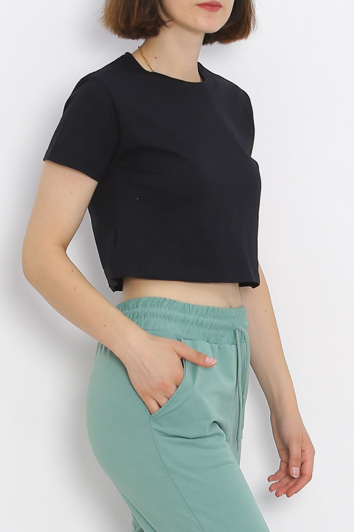 Crew Neck Crop T-shirt Black - 18962.1247.