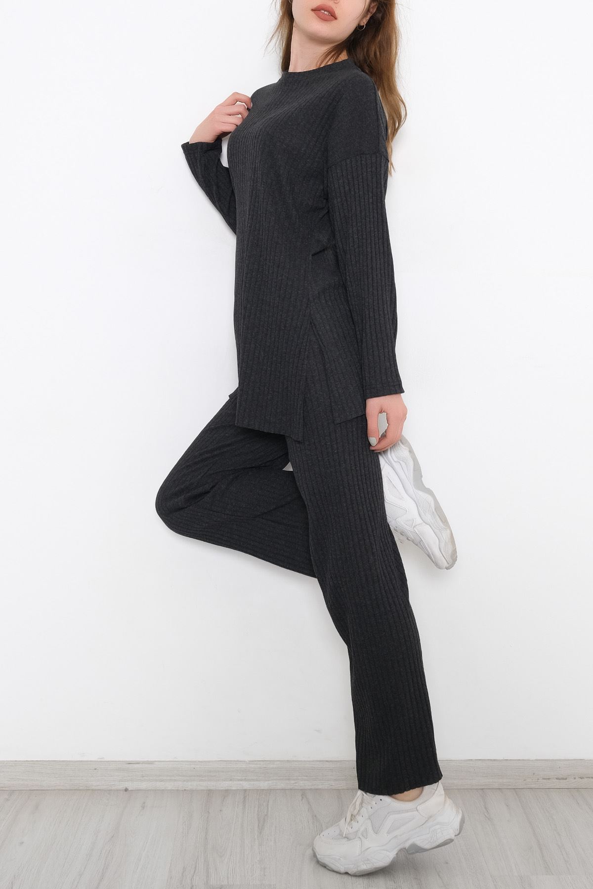 Long Sleeve Fitted Suit Anthracite - 10147.1567.