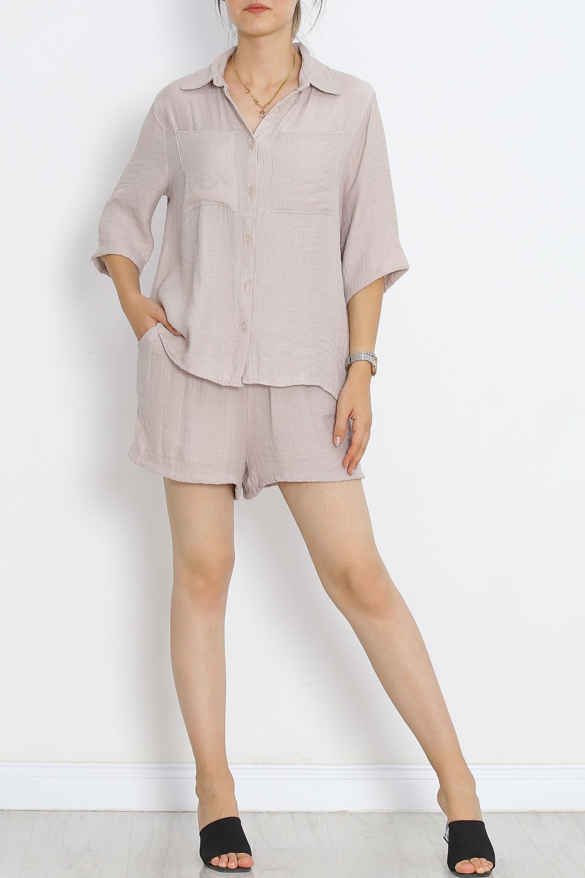 Linen Shorts Set Beige - 1009.1247.