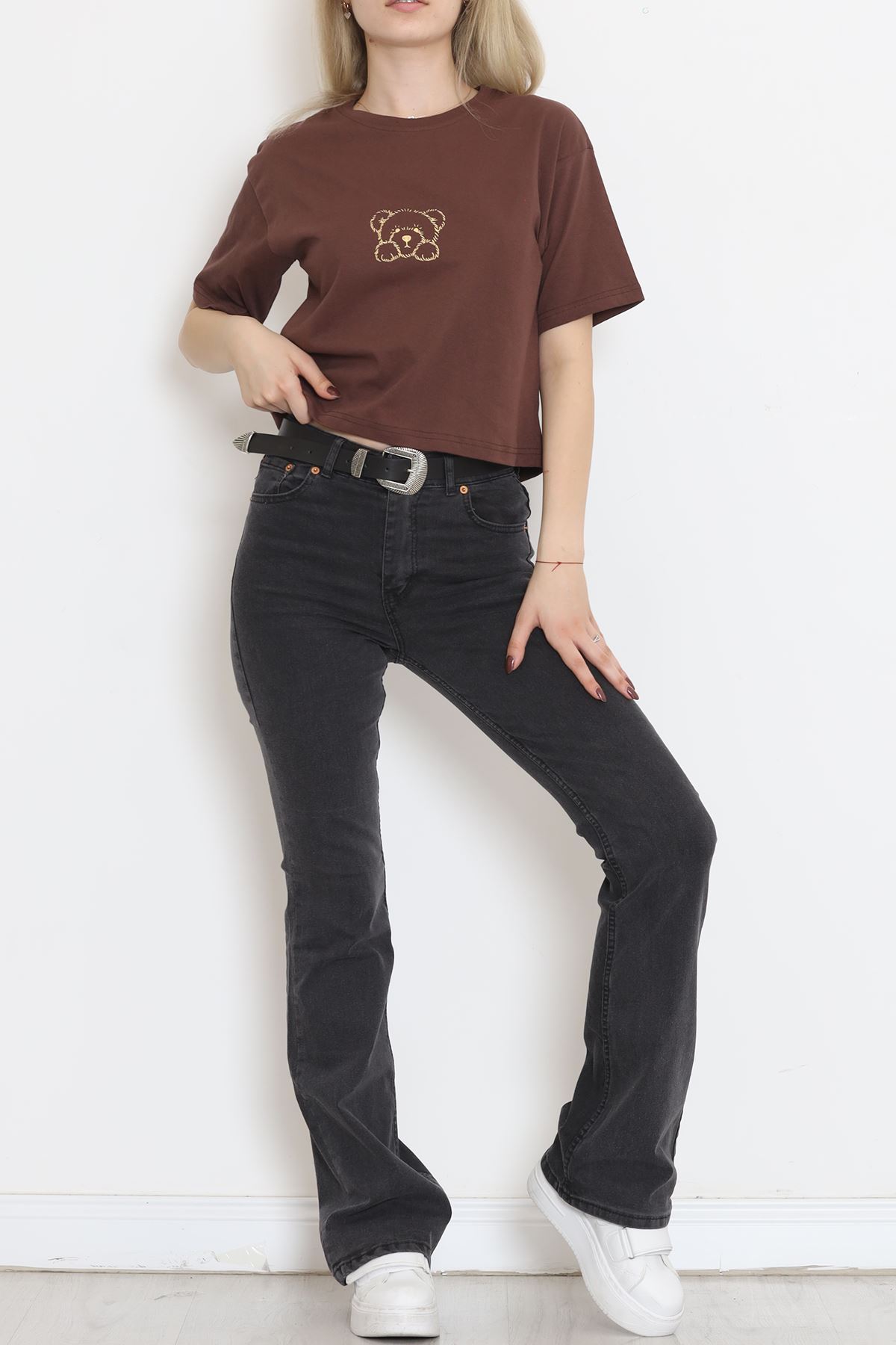 Crew Neck Crop T-Shirt Coffee - 16476.1567.