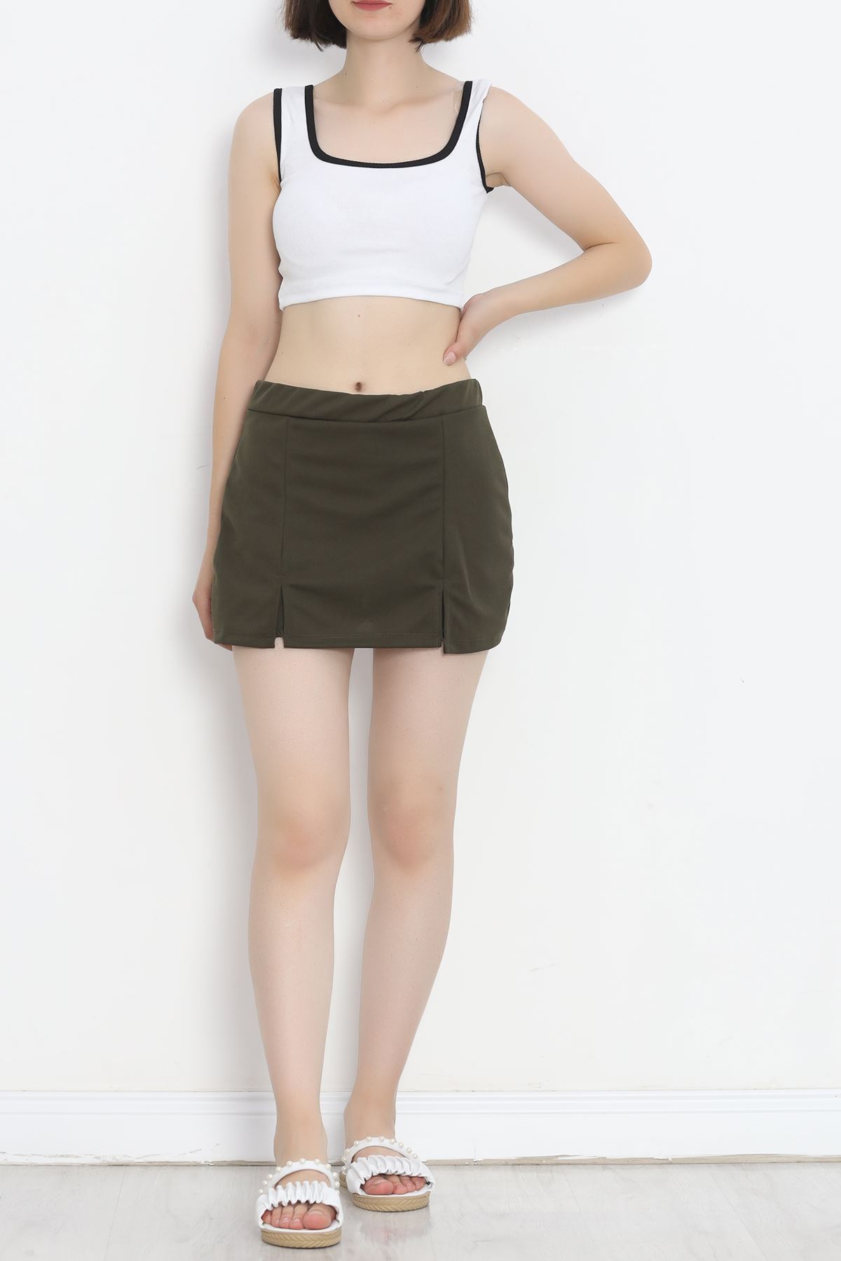 Scuba Fabric Shorts Skirt Khaki - 16434.1778.