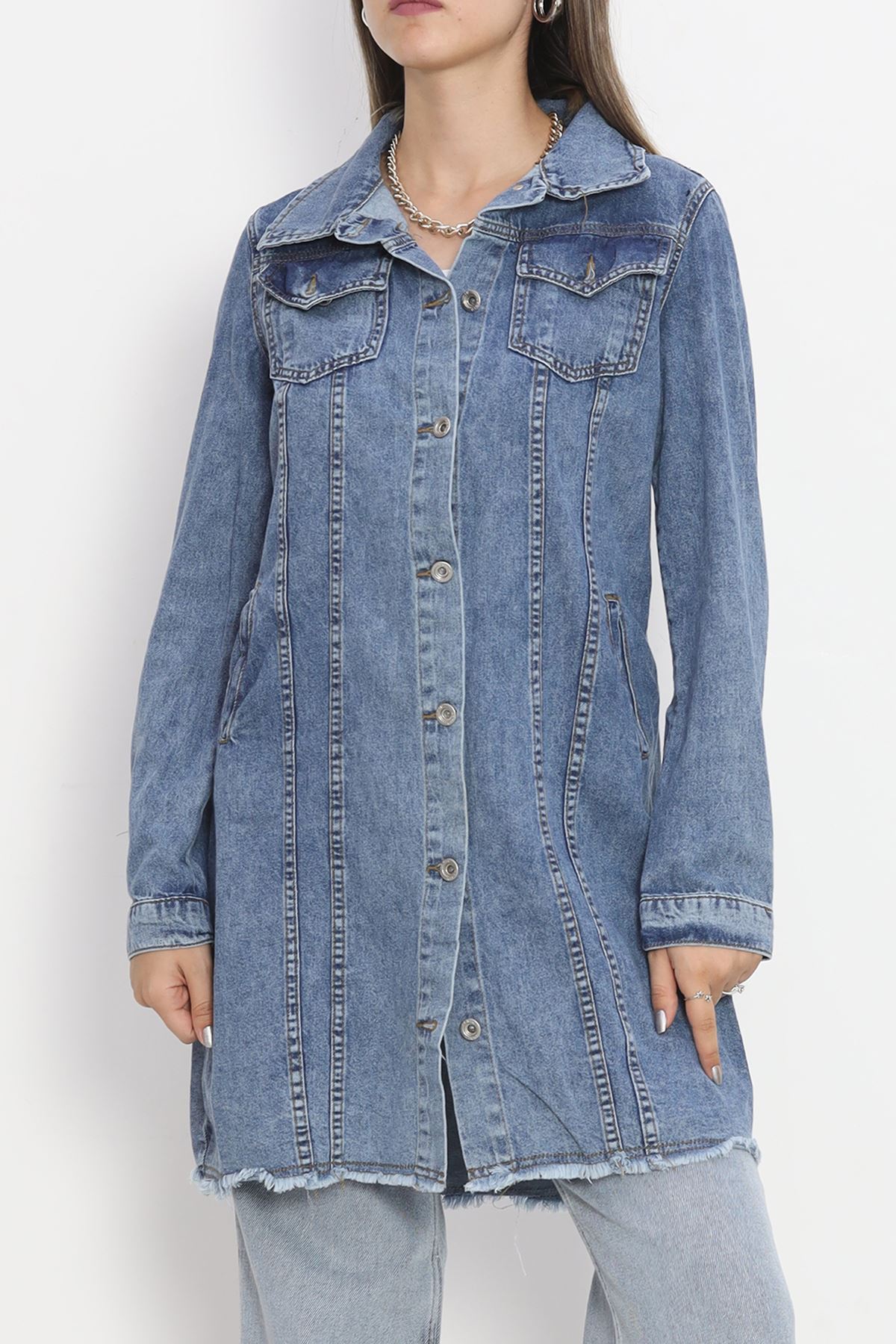 Long Denim Jacket Blue - 20369.1778.