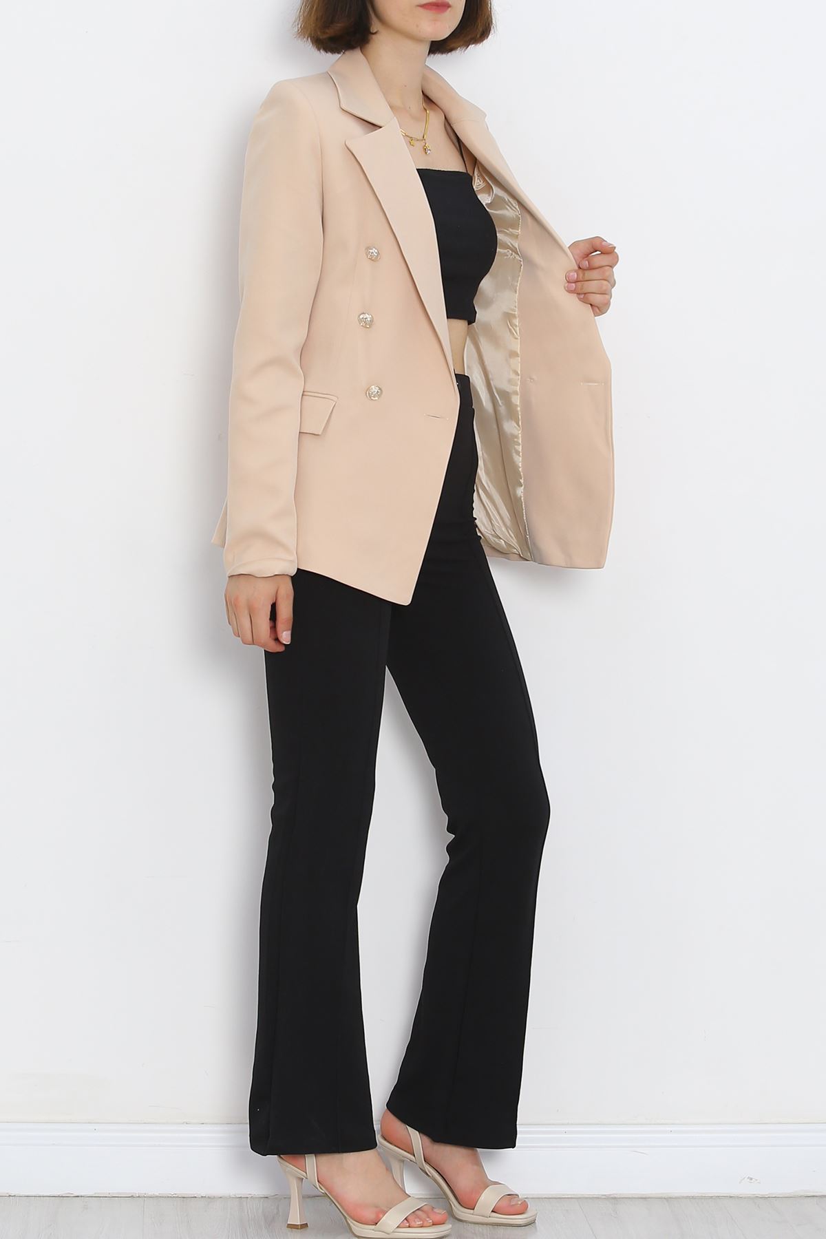 Gold Buttoned Blazer Jacket Mink - 912.1247.