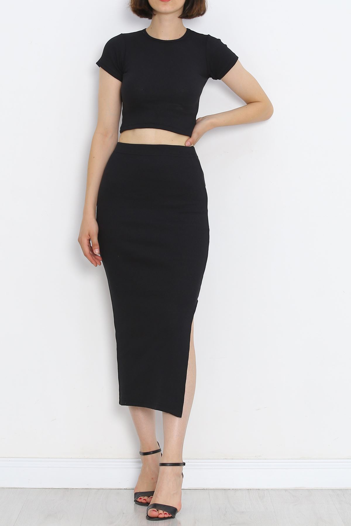 Skirt Set with Slits Black - 10986.1567.