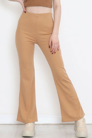 Flared Crepe Crepe Leggings Trousers Sütlükahve - 152426.1778.