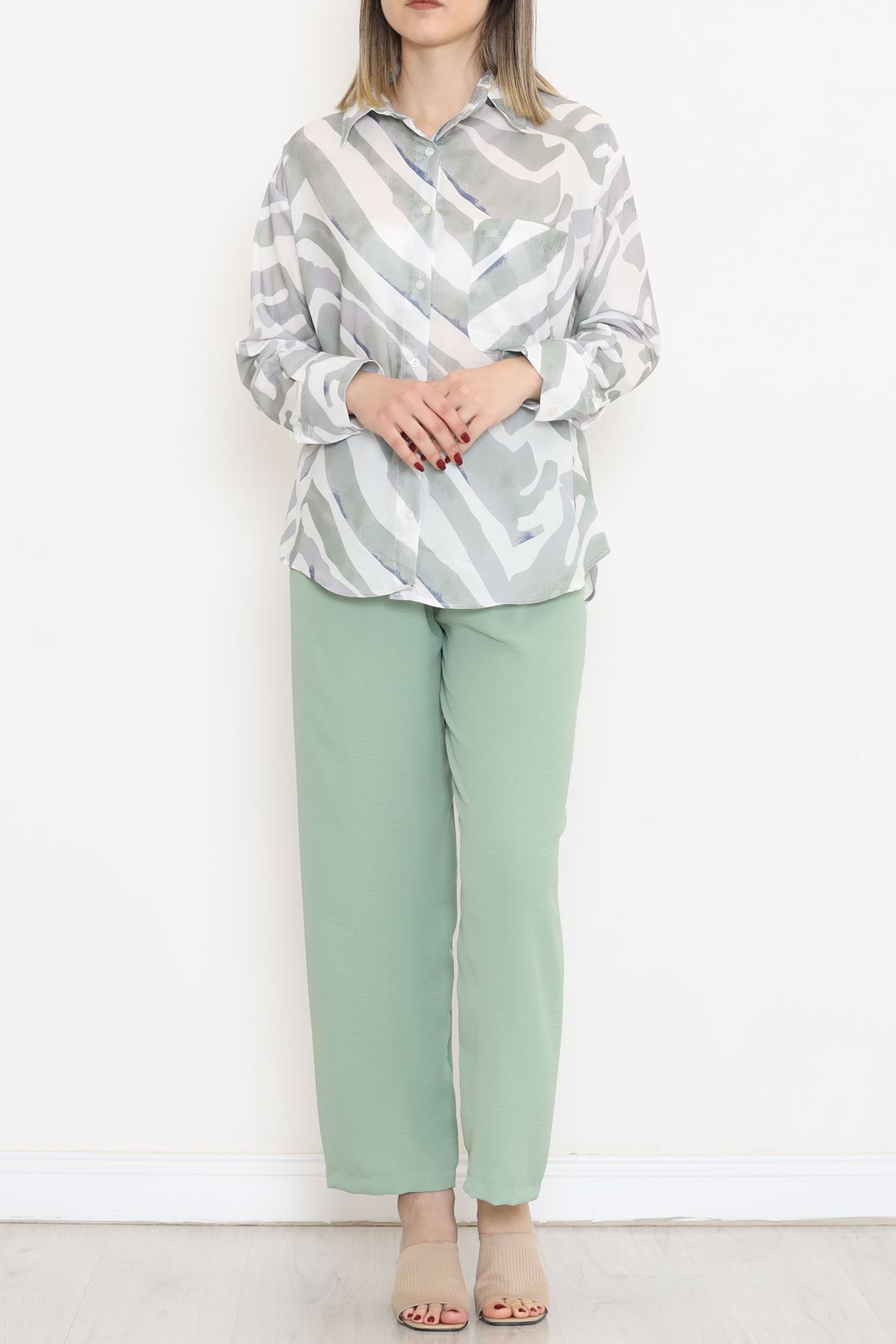 Voile Patterned Shirt Mint - 989.1247.