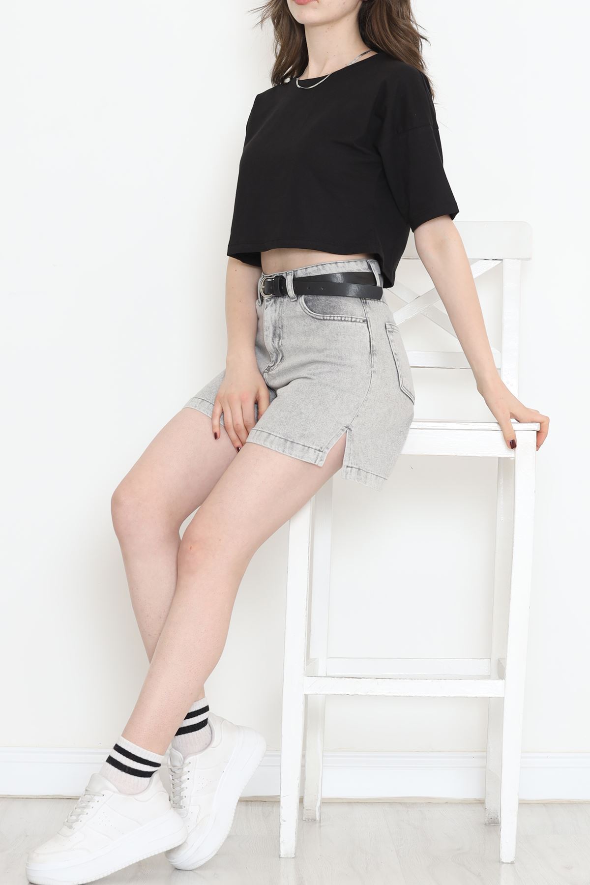 Single Jersey Crop T-shirt Black - 1111.1567.