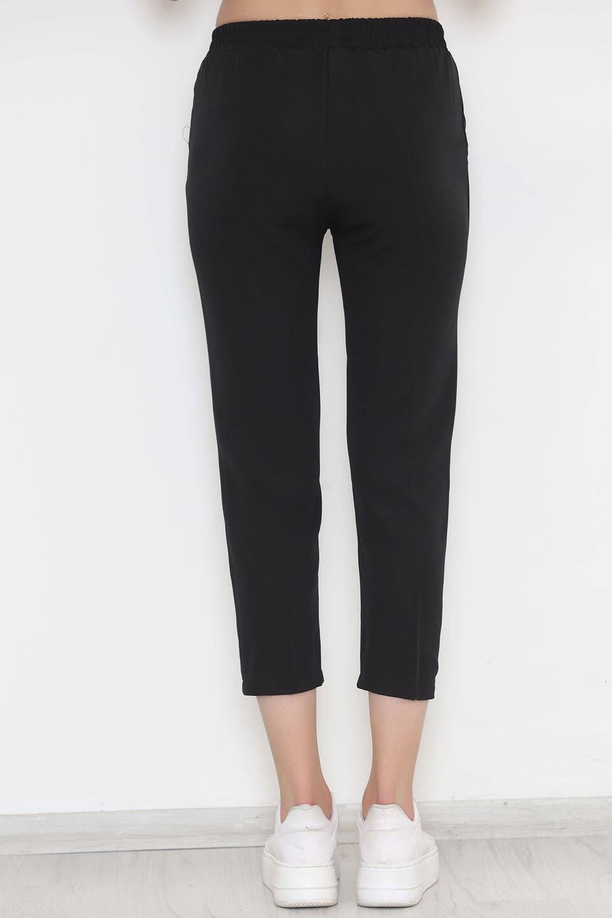 Elastic Waist Double Pants Black - 20918.683.