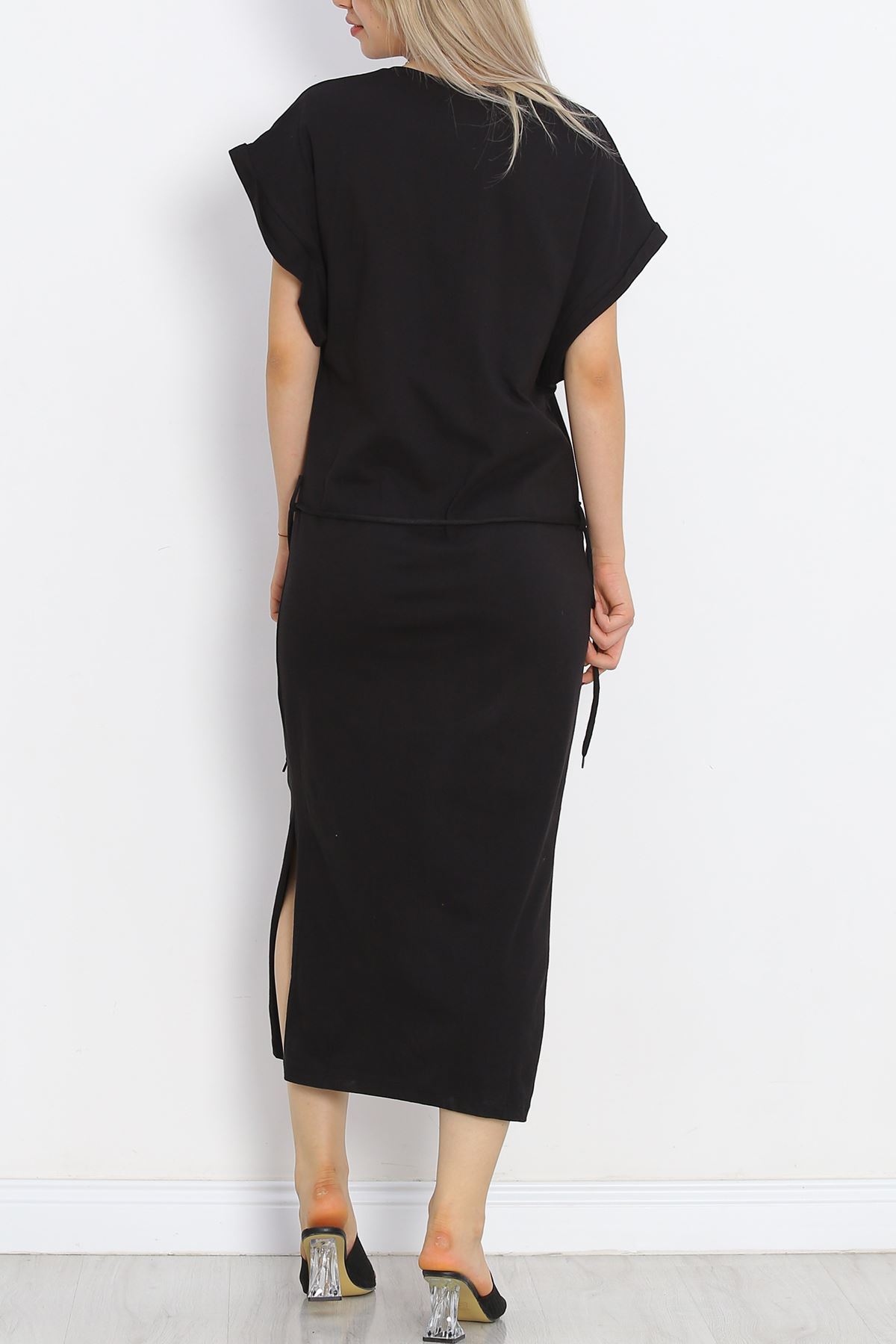 V-Neck Single Jersey Dress Black - 15864.1567.