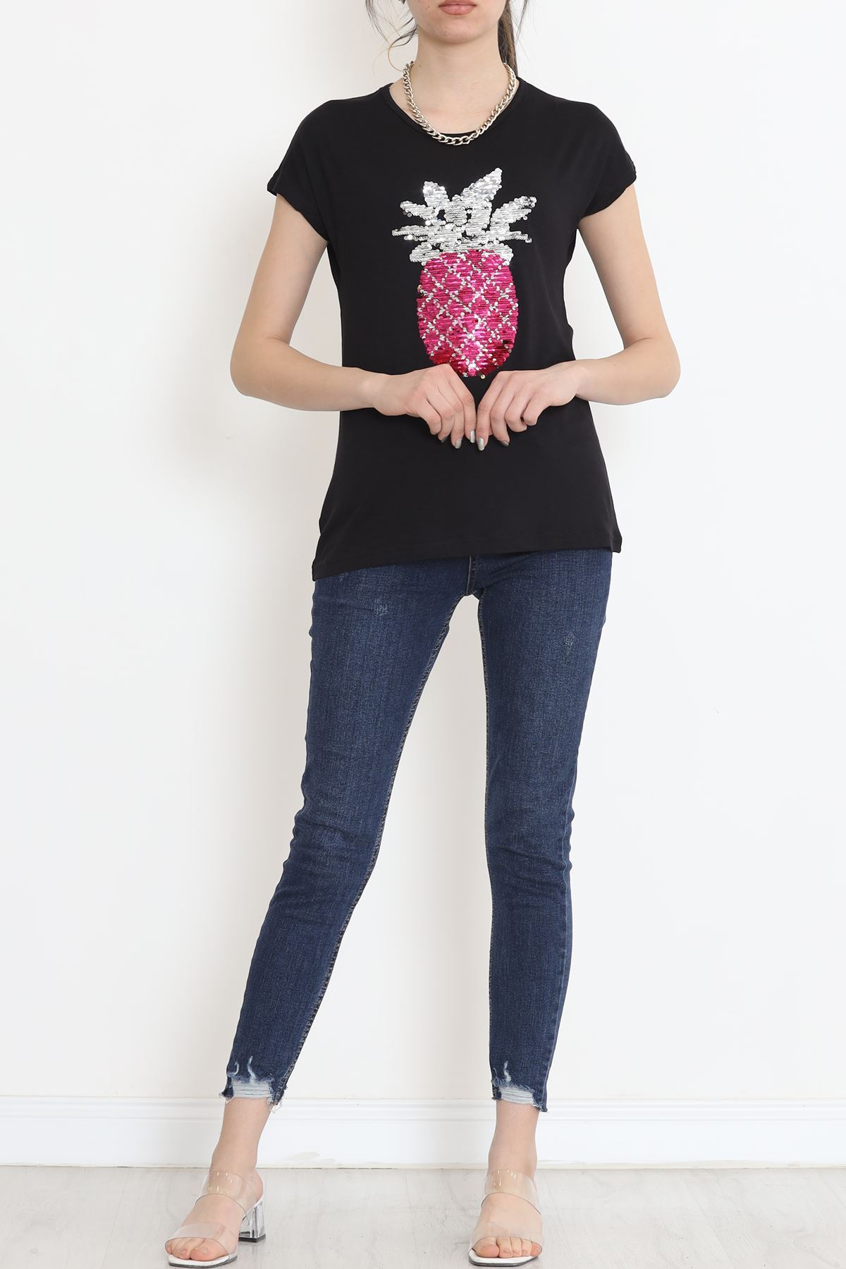 Pineapple Sequin Blouse Black - 17125.599.