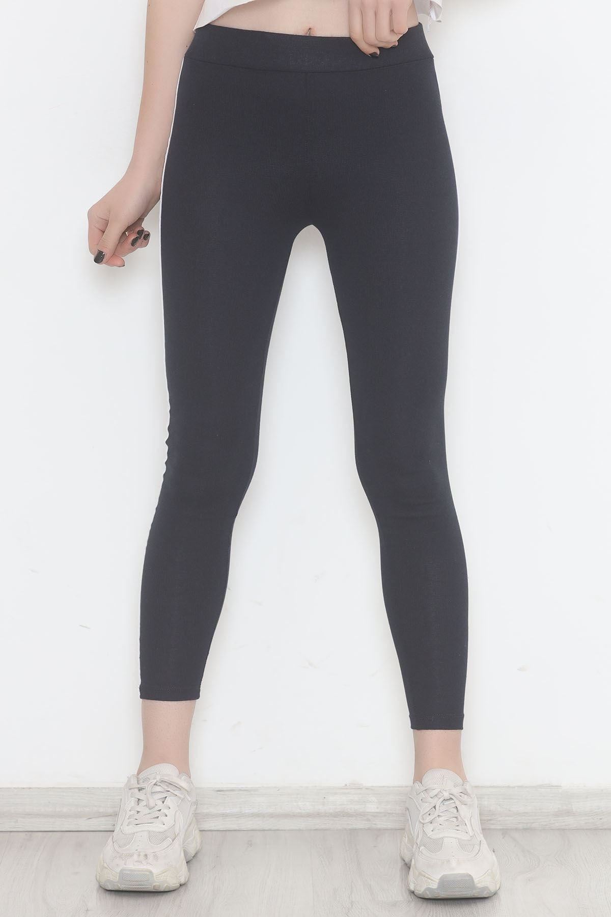 Single Stripe Ribbed Leggings Navy White - 10293.1567.