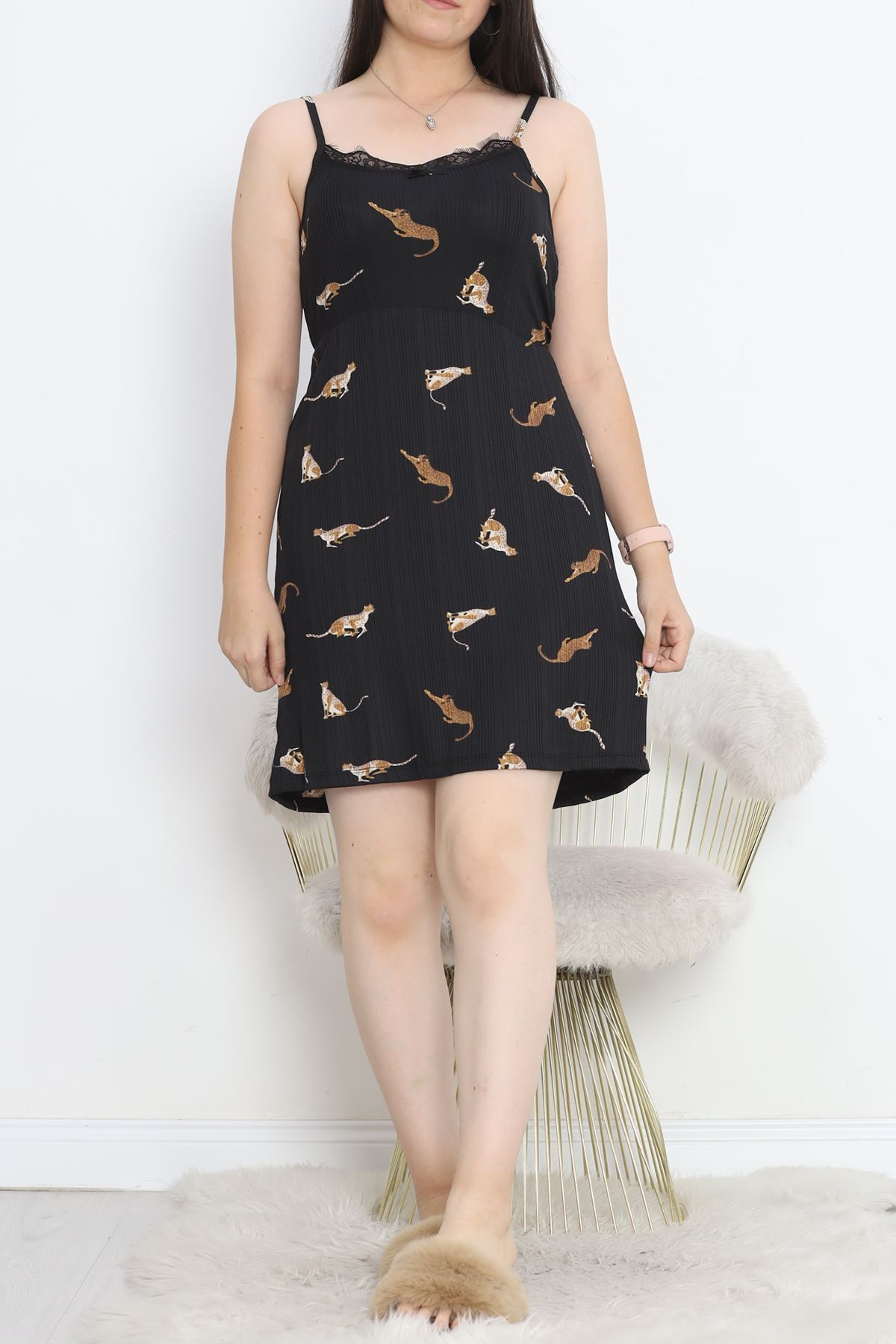 Printed Pegasus String Dress Night Black - 913.1287.