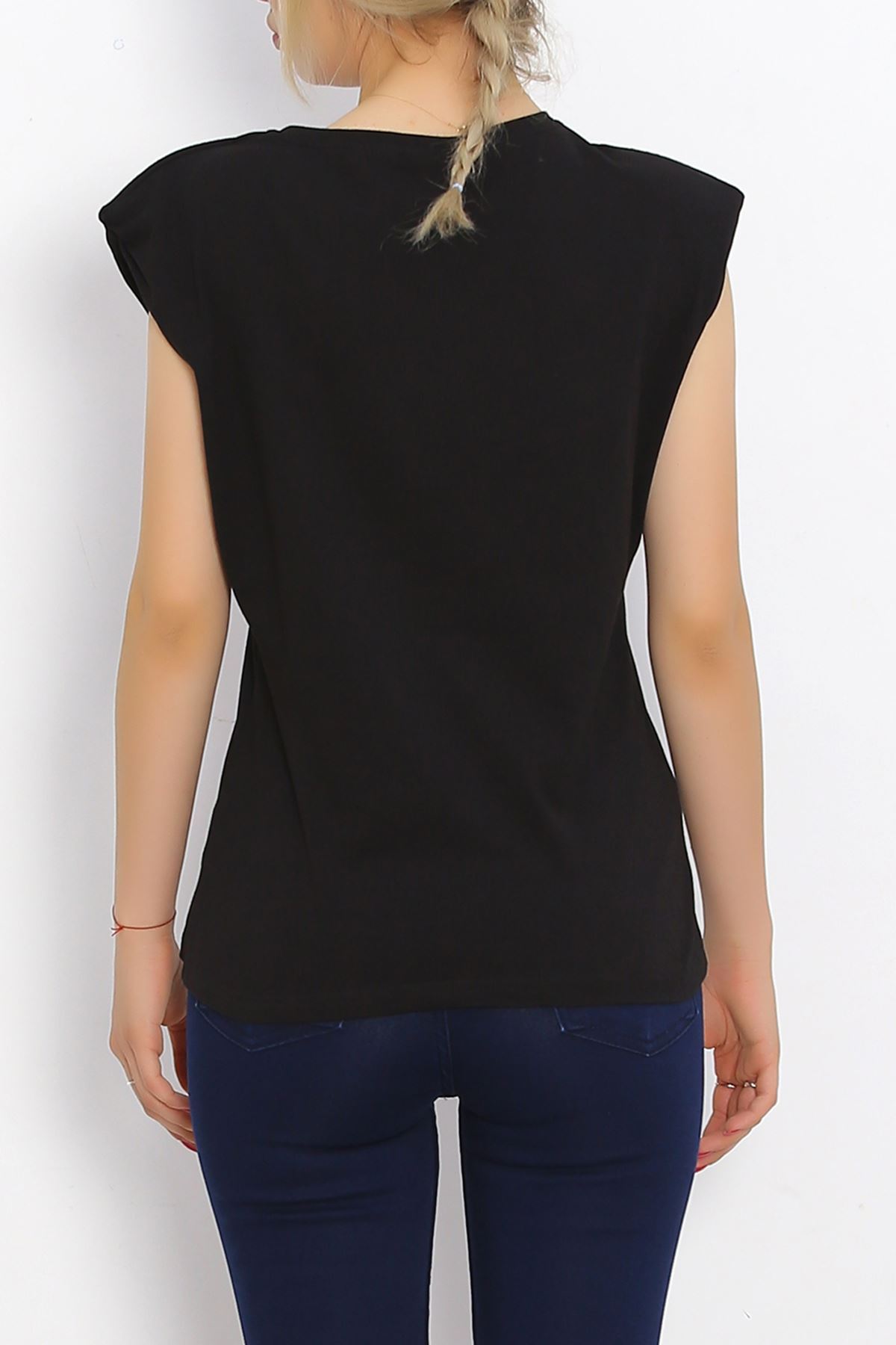 Sleeveless T-shirt with Wadding Black - 15874.1567.