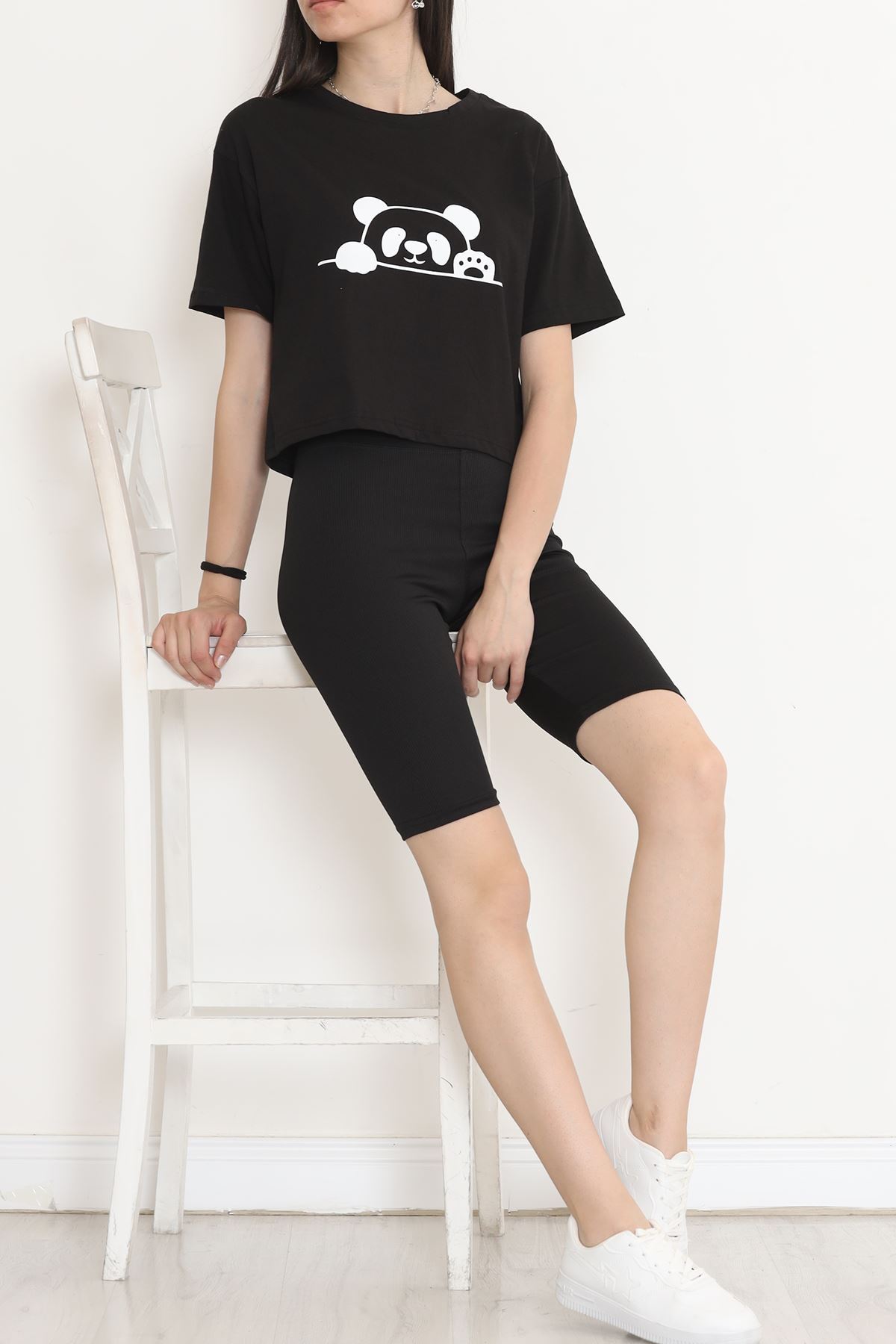 Printed Crop T-shirt Black - 16485.1567.