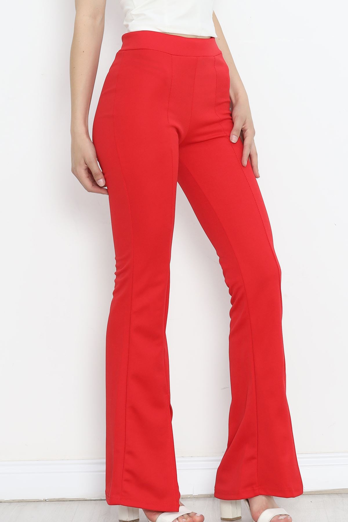 Slit Flared Trousers Red - 16702.1355.