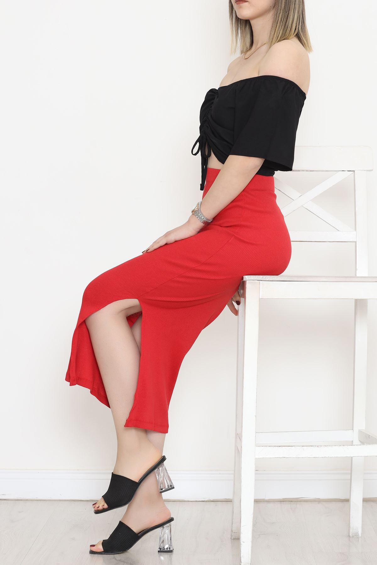 Camisole Skirt with Slits Red - 108001.1567.