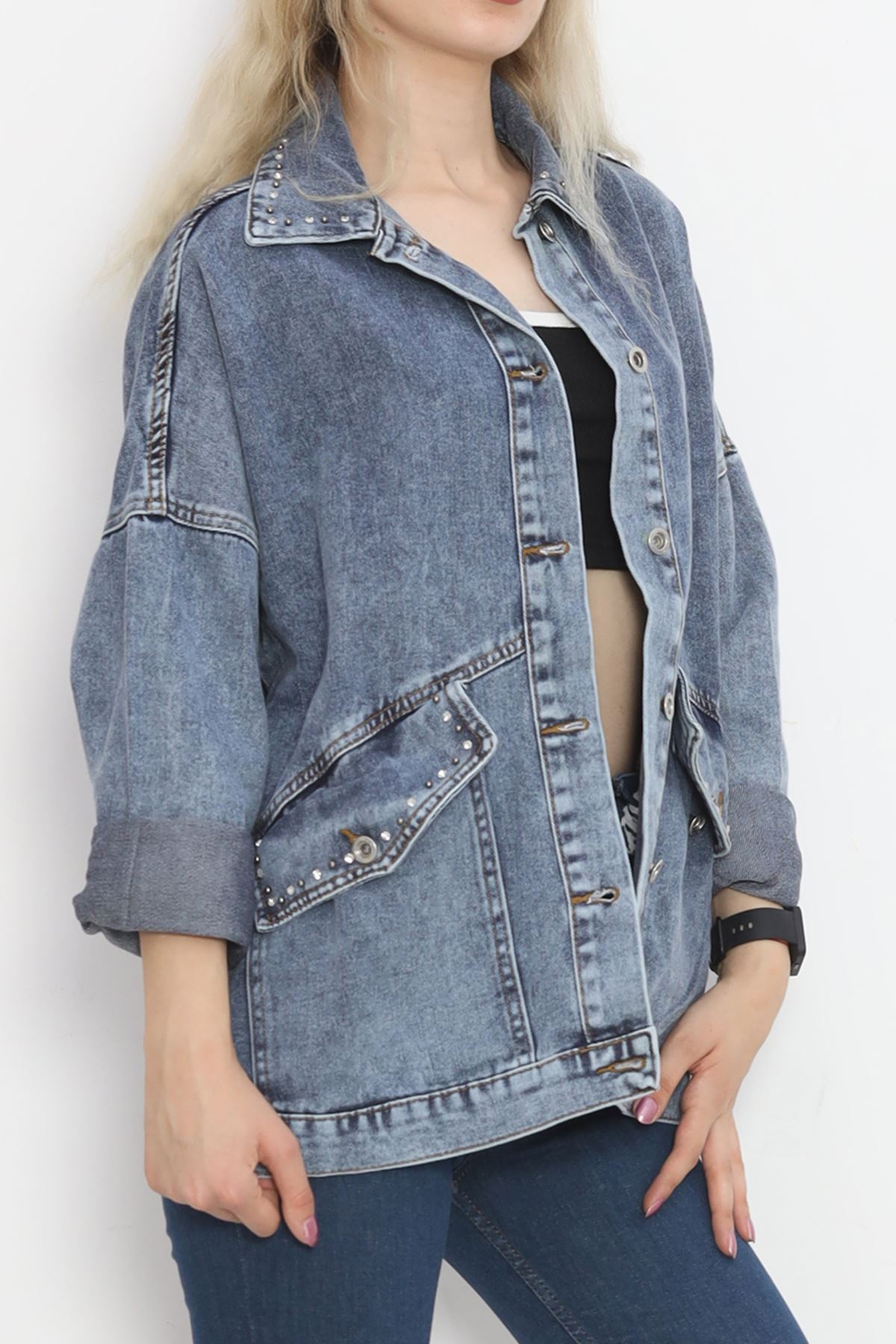 Denim Jacket Blue with Stone Collar - 20387.1778.