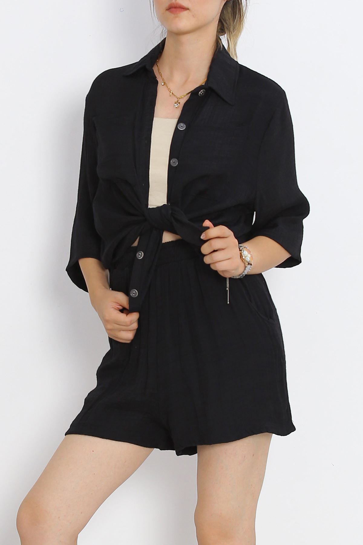 Linen Shorts Set Black - 1009.1247.