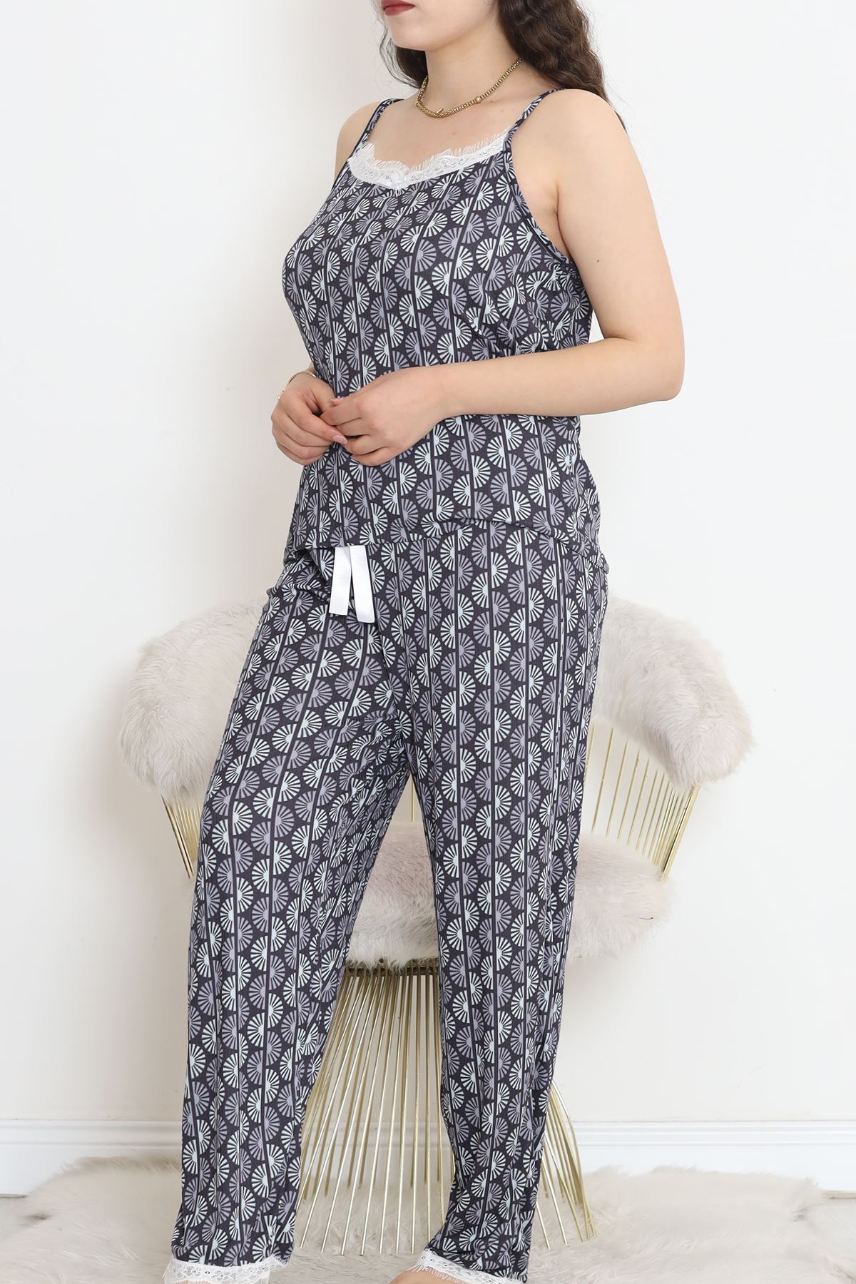 Rope Straps Battal Pajama Set Navy Blue - 174.1287.