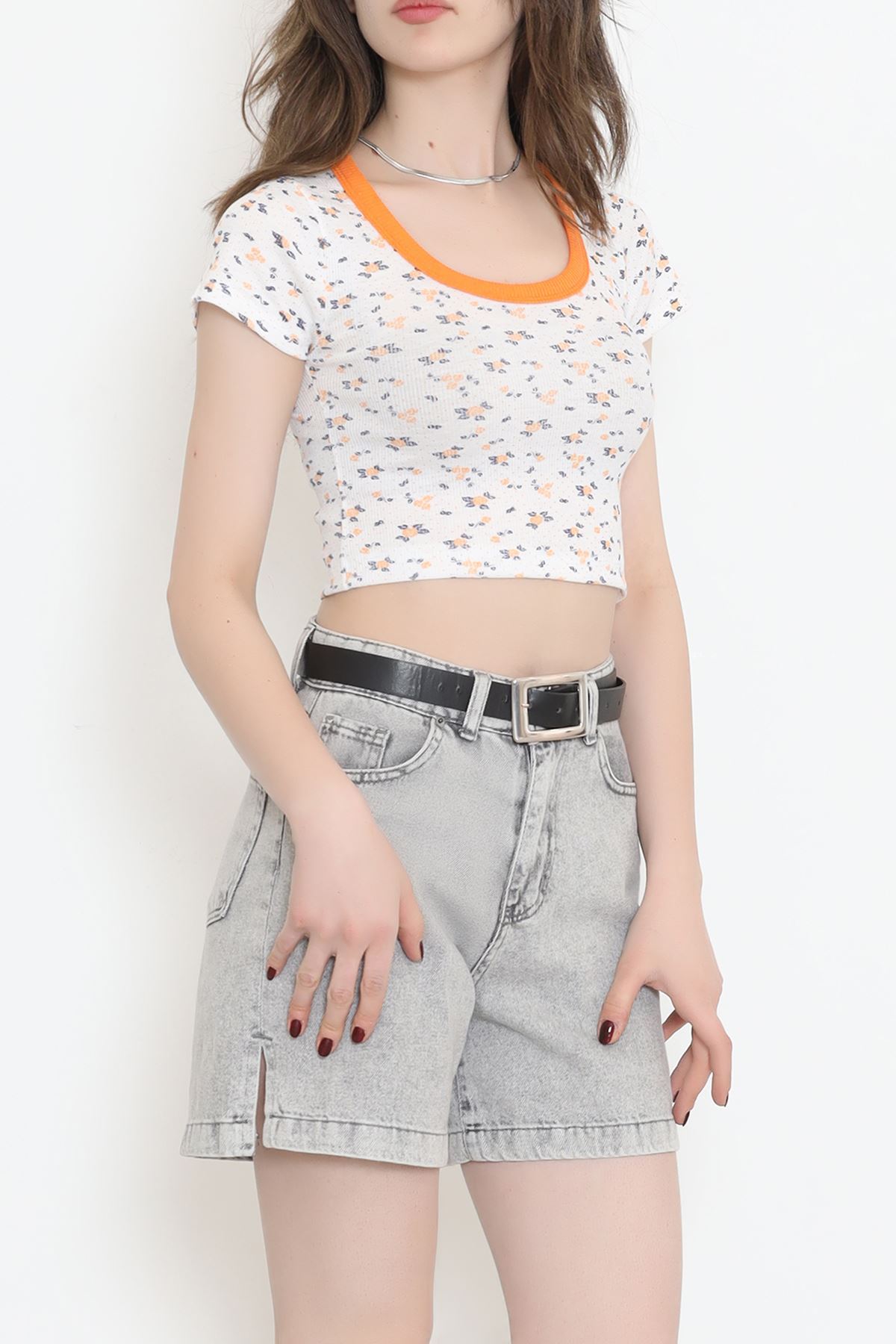 Wide Neck Crop Blouse Orange - 18196.1723.