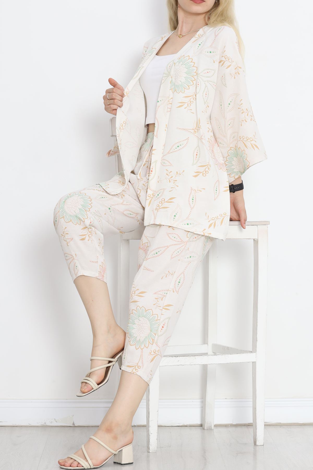 Kimono Set Beige Patterned - 152342.701.