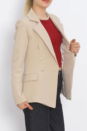 Gold Buttoned Blazer Jacket Beige - 912.1247.