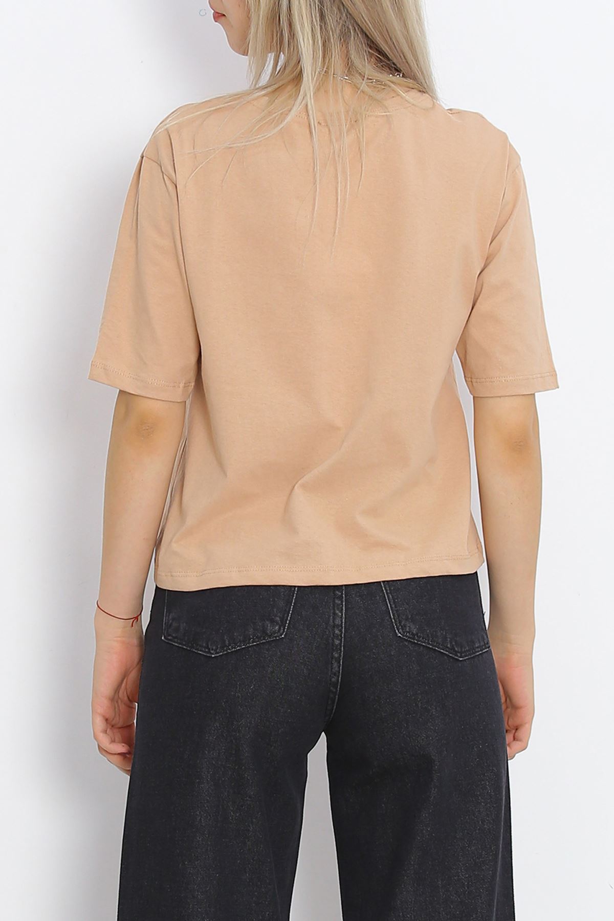 V-neck T-shirt Beige - 18912.1567.