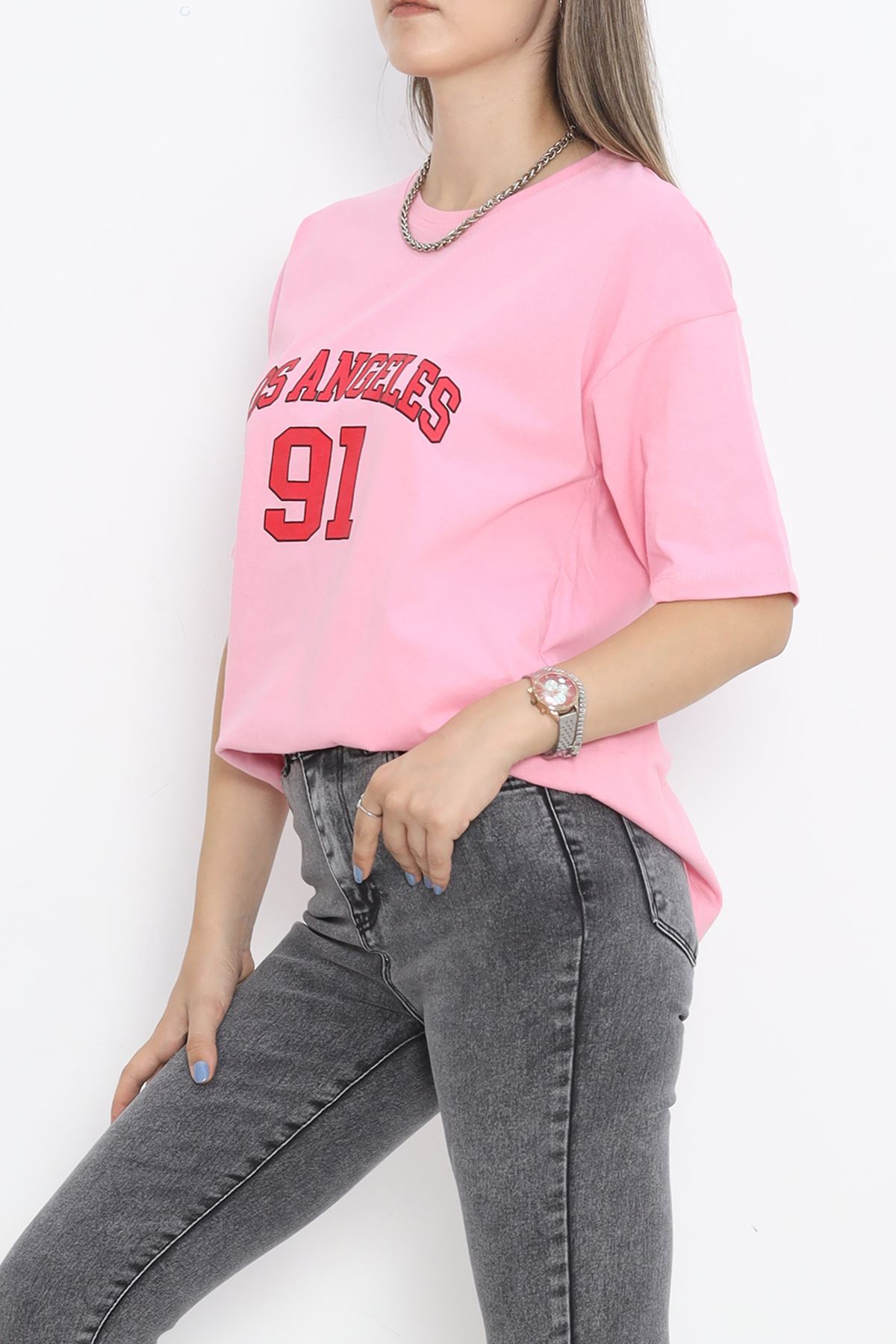 Printed Crew Neck T-shirt Pink - 16510.1567.