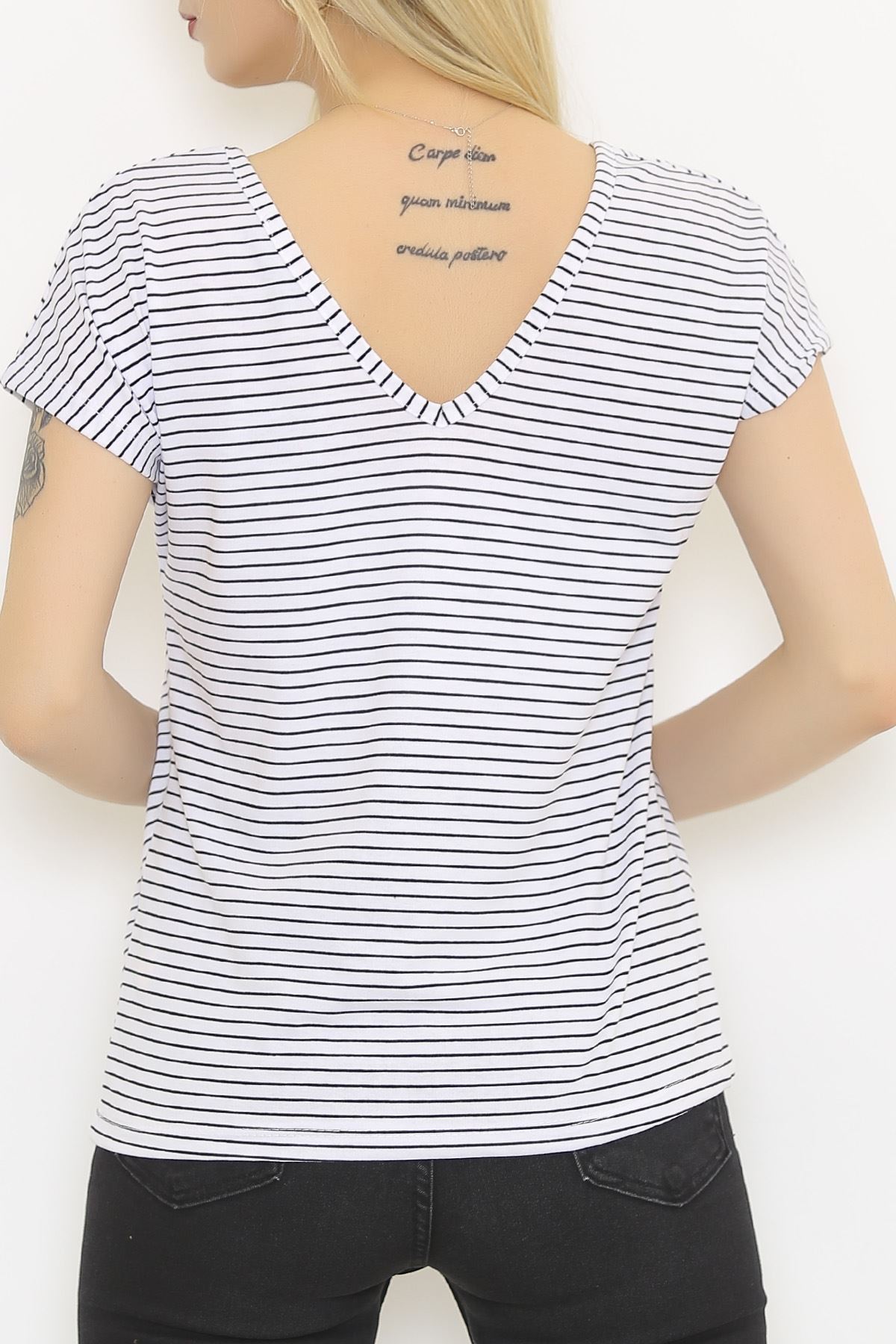 Front Back V-Neck T-Shirt White - 2111.555.