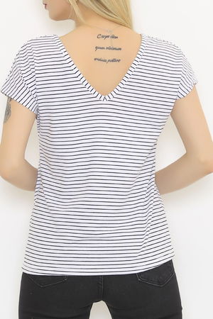 Front Back V-Neck T-Shirt White - 2111.555.