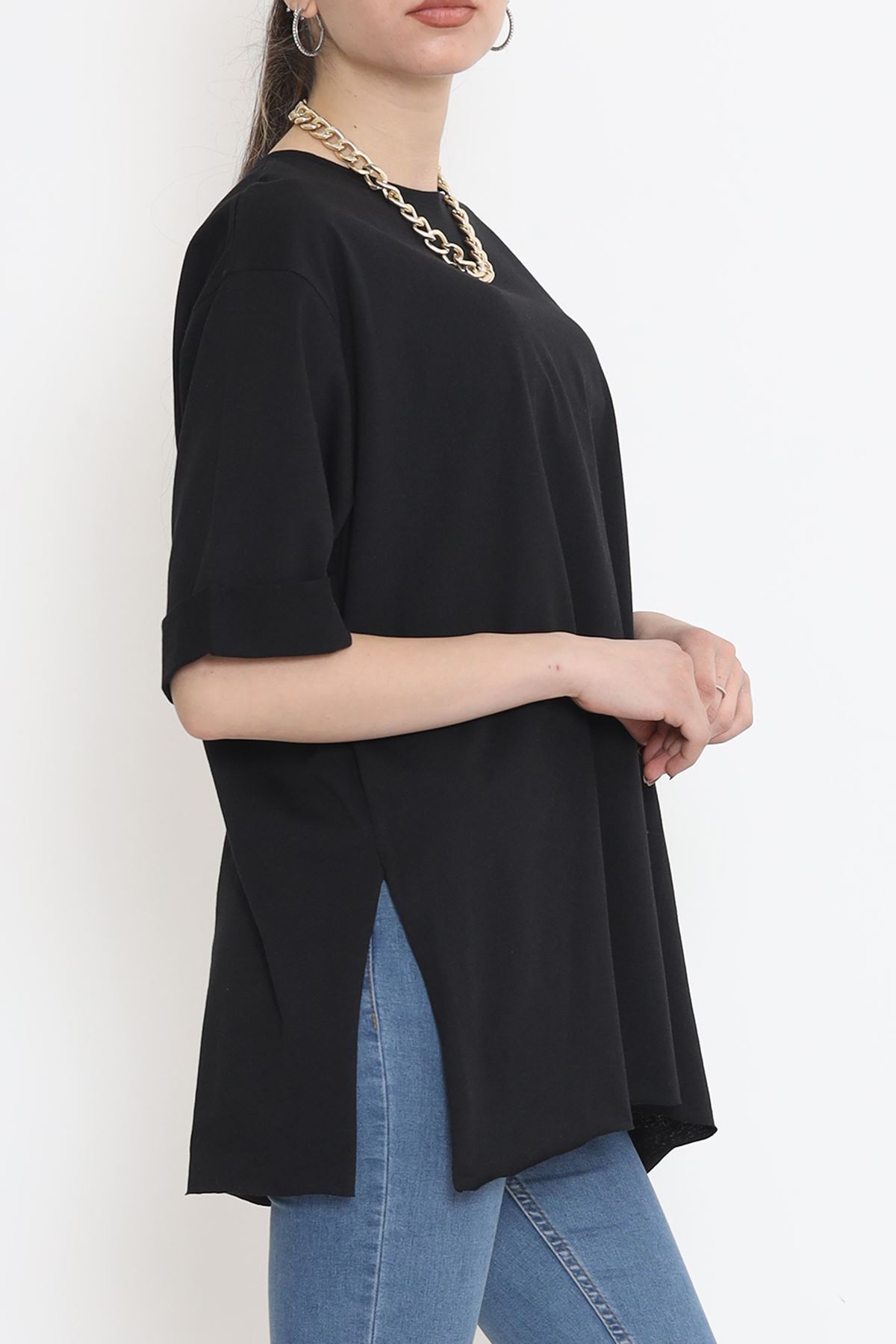 Plus Size Double Sleeve T-Shirt Black - 15788.253.