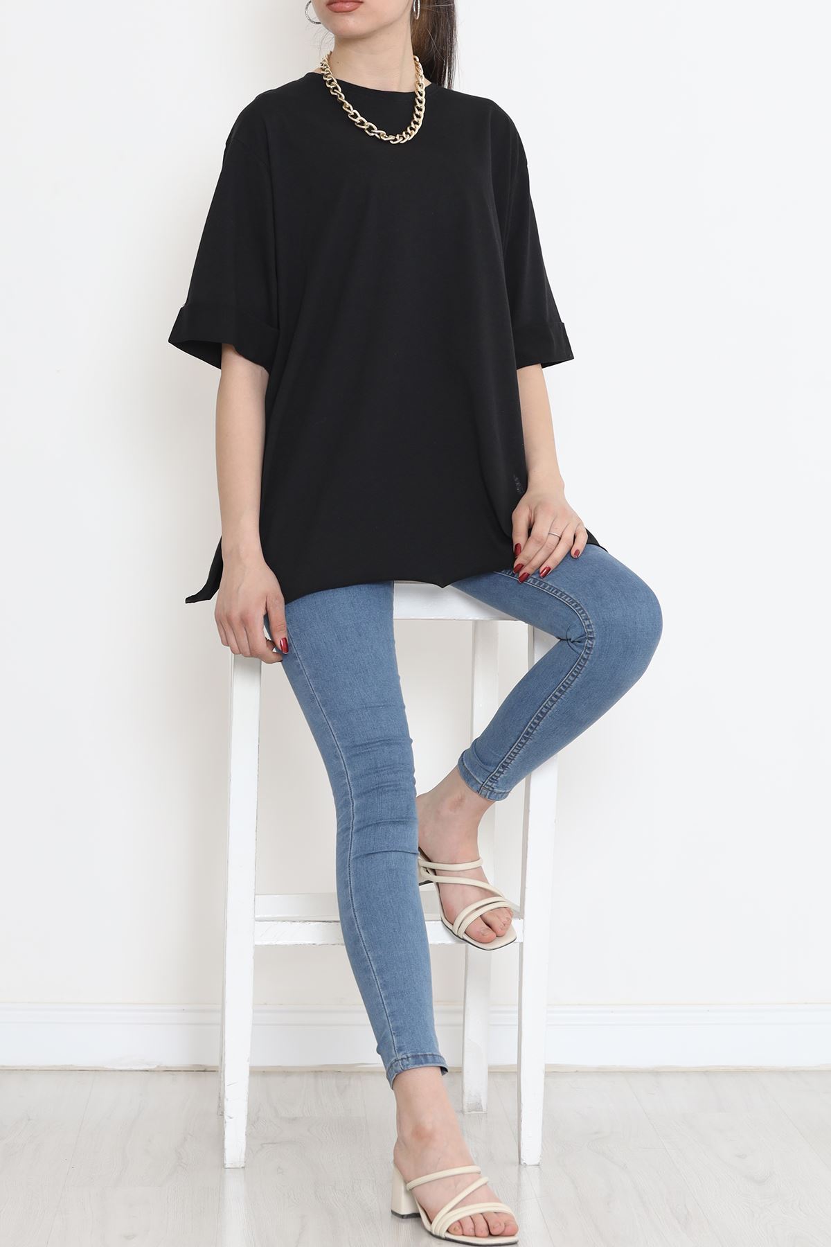 Plus Size Double Sleeve T-Shirt Black - 15788.253.