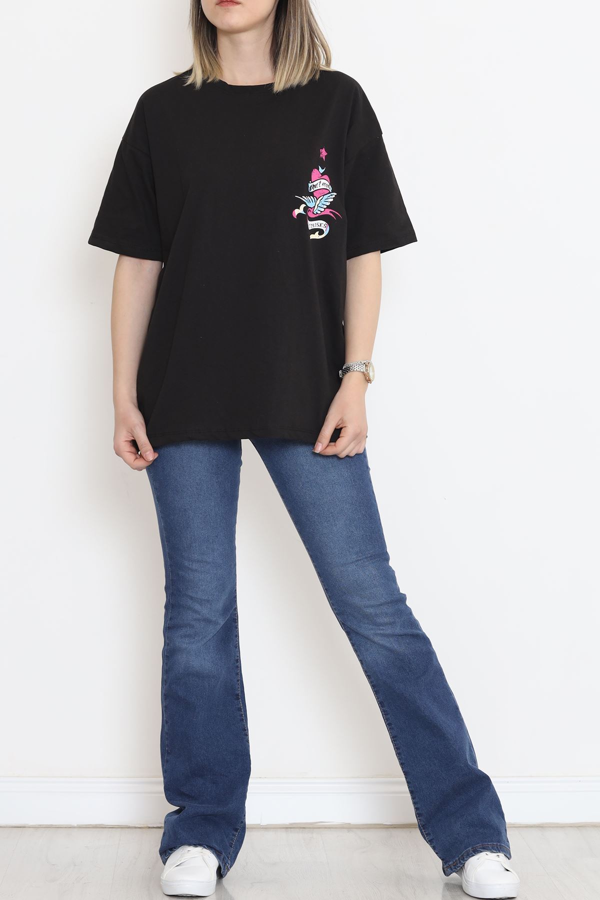 Front Back Printed T-Shirt Black - 16497.1567.