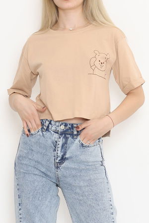 Printed Crop T-shirt Mink - 16491.1567.