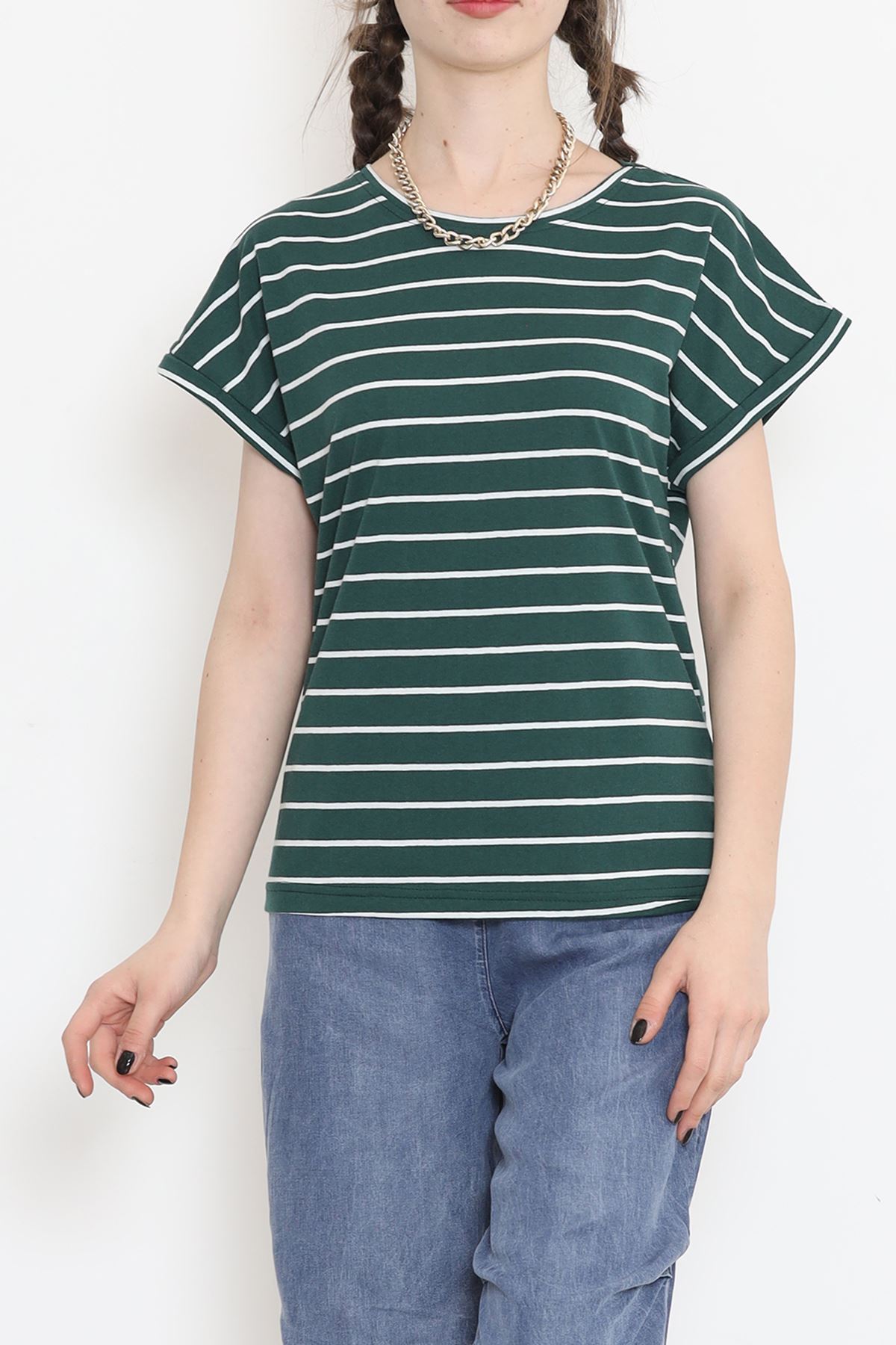 Single jersey striped duplex t-shirt Emerald - 15918.1567.