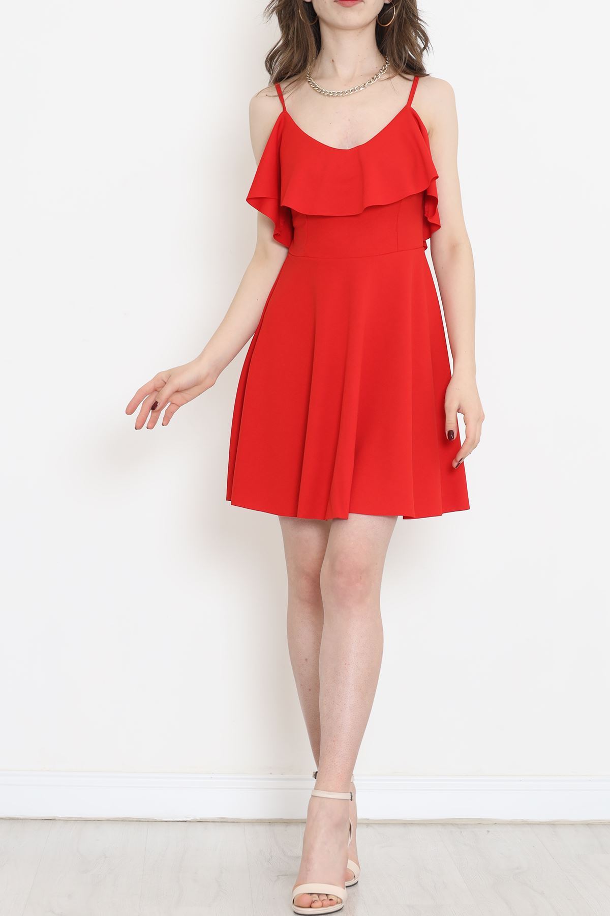 Crep Dress with Straps Red - 581815.1592.