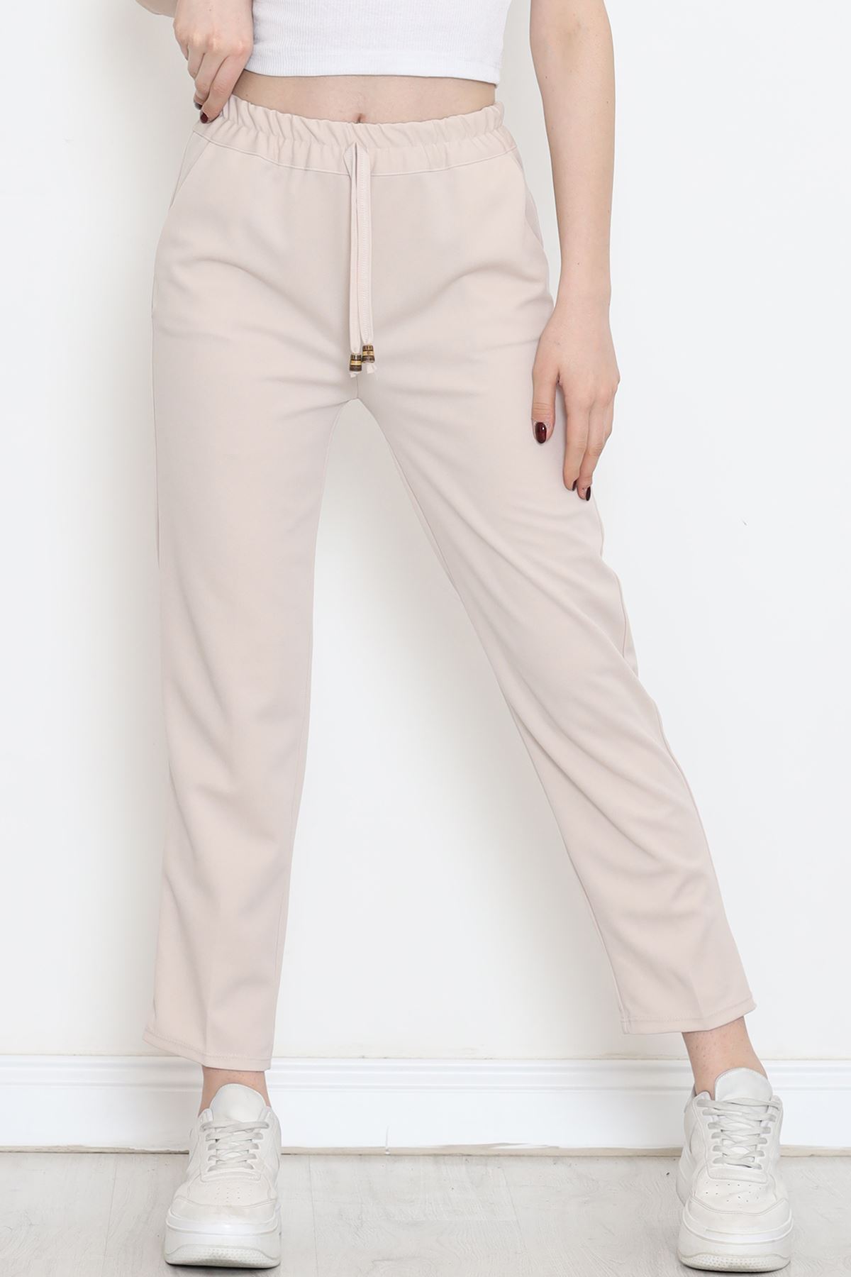 Crepe Lace-up Detailed Pants Stone - 152429.1778.