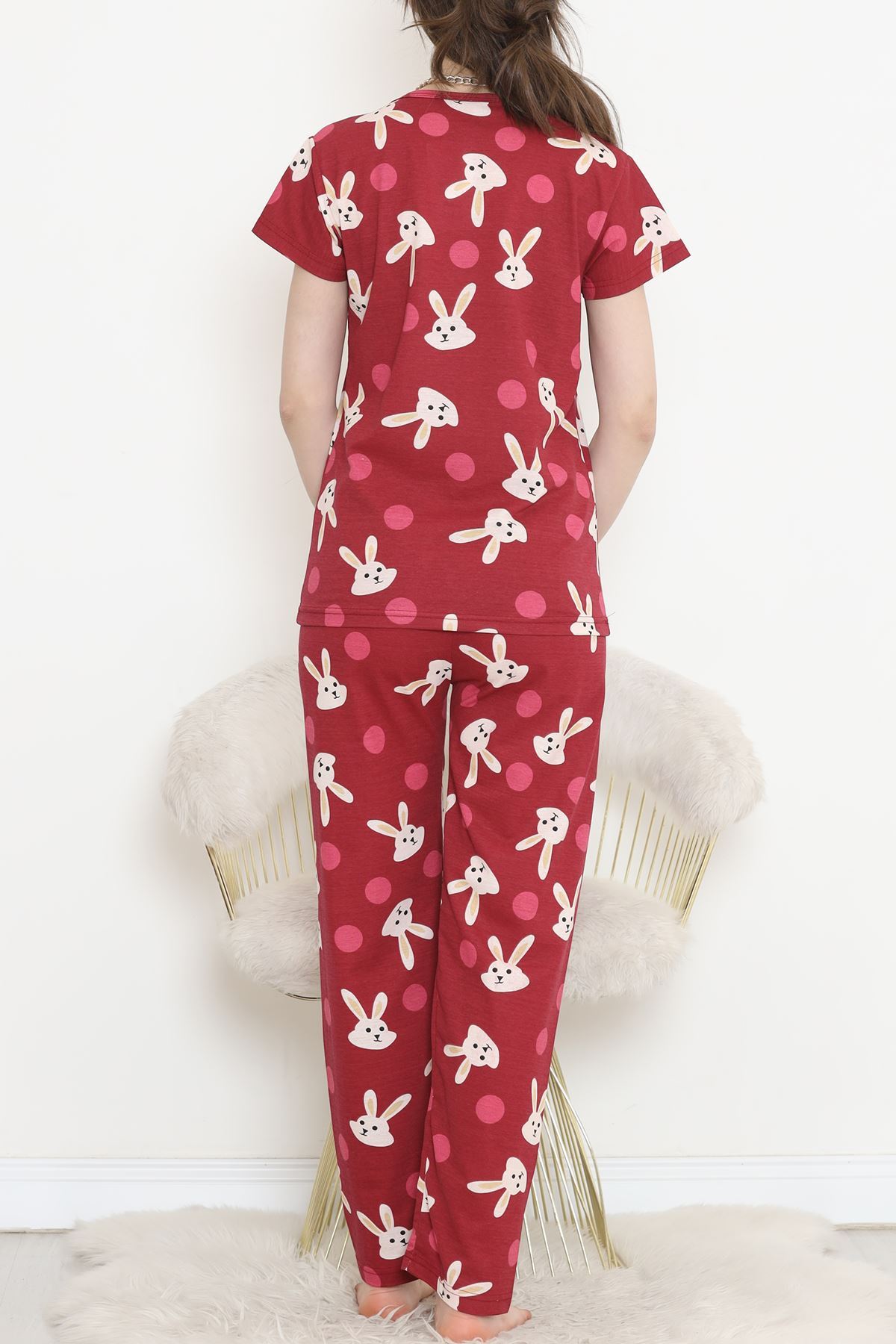 Patterned Pajama Set Burgundy - 130.1287.