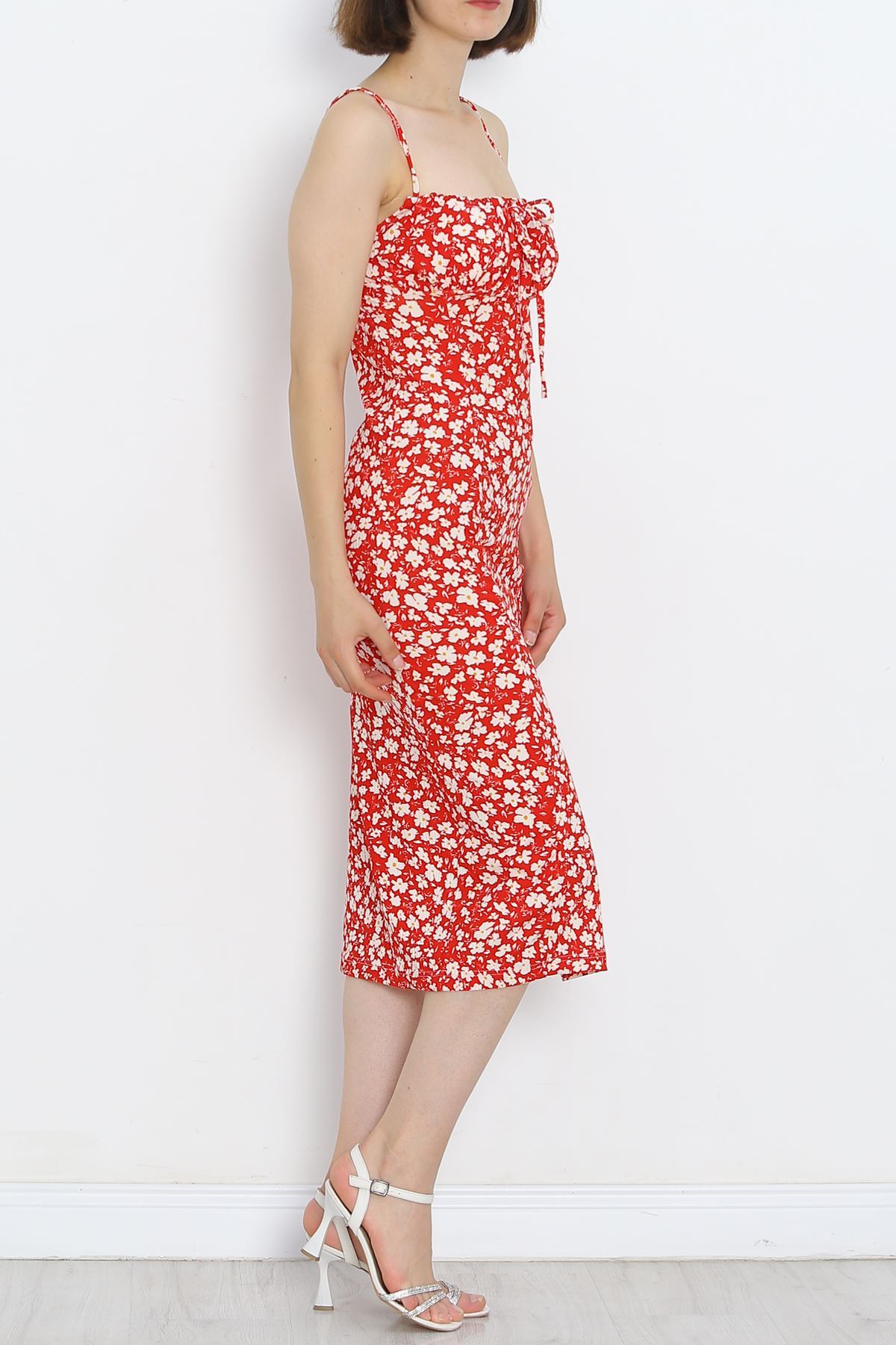 Strappy Patterned Dress Floral Red - 650.1247.