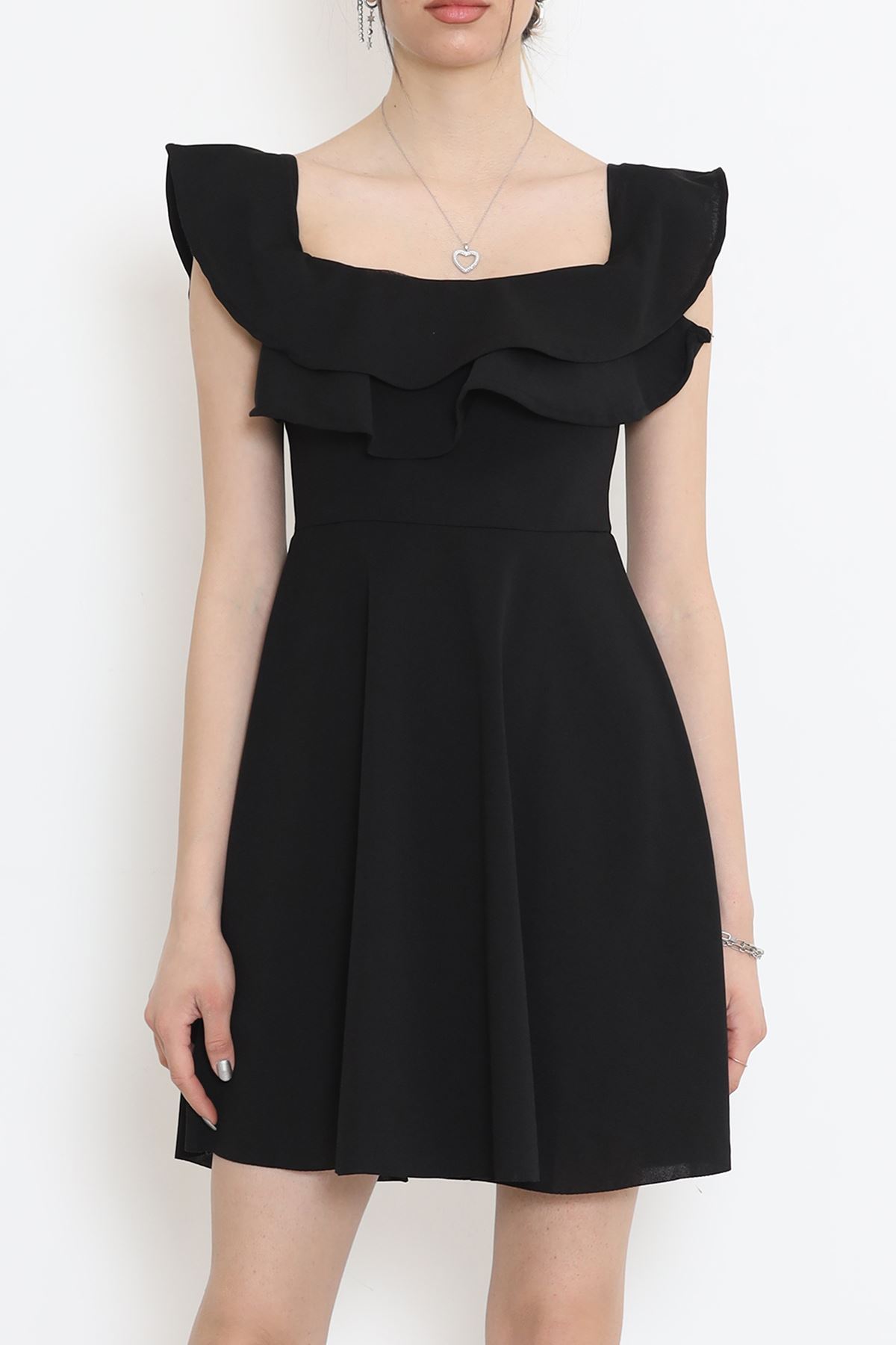 Tulle Collar Ruffle Dress Black - 58838.1592.