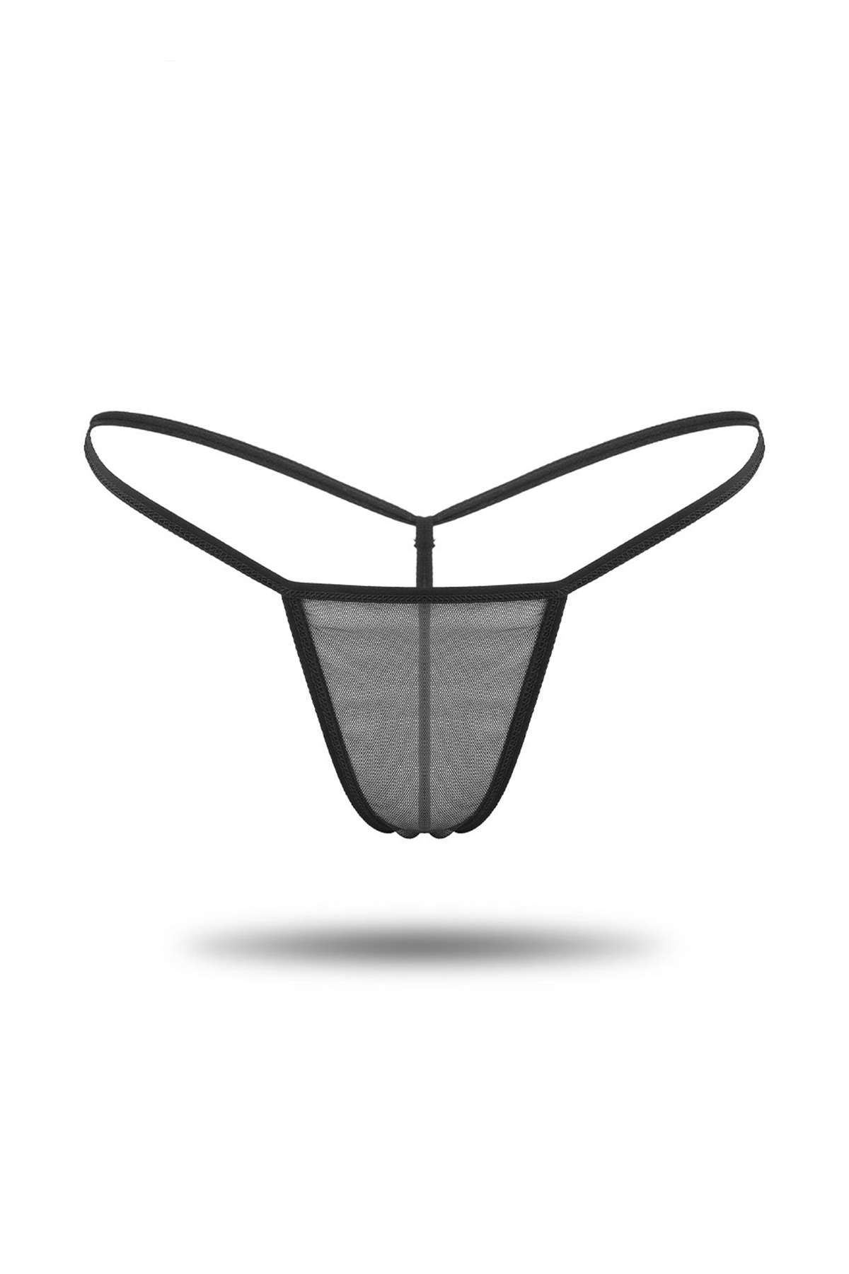 Tulle Thong Panties Black - 1161.1364.