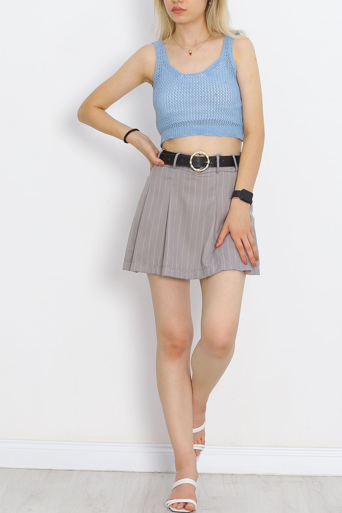 Strappy Crop Sweater Tank Blue - 18955.1247.