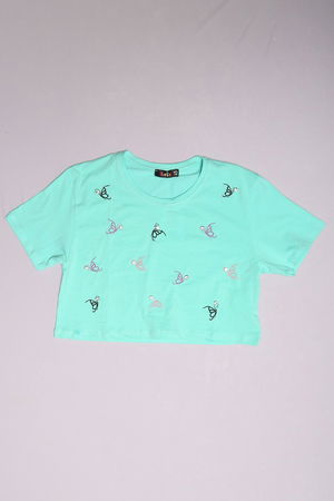 Children's T-shirt Mint with Stones Ages 10-16 - 17786.1567.