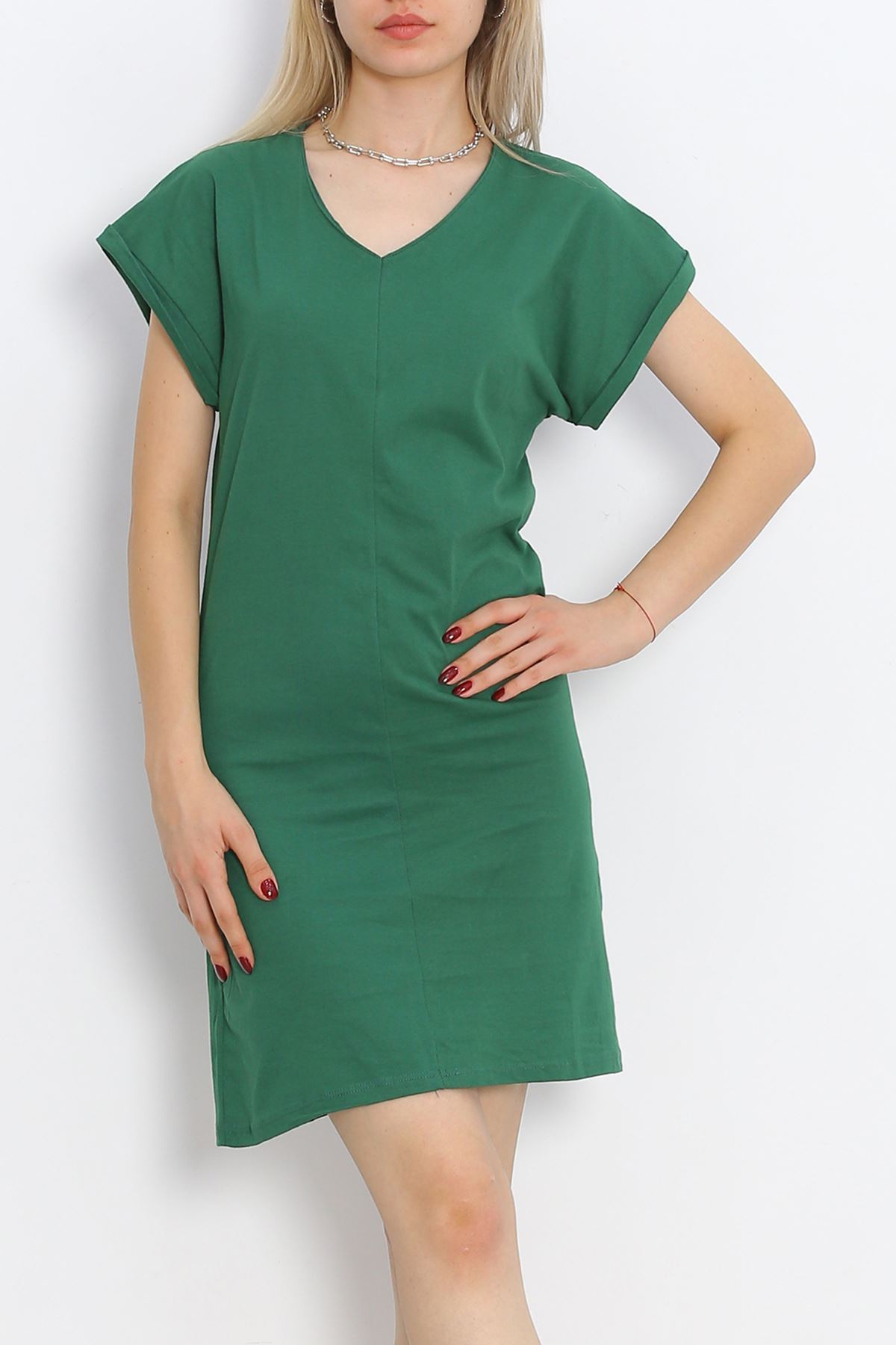 V Neck Suprem Dress Emerald - 15871.1567.