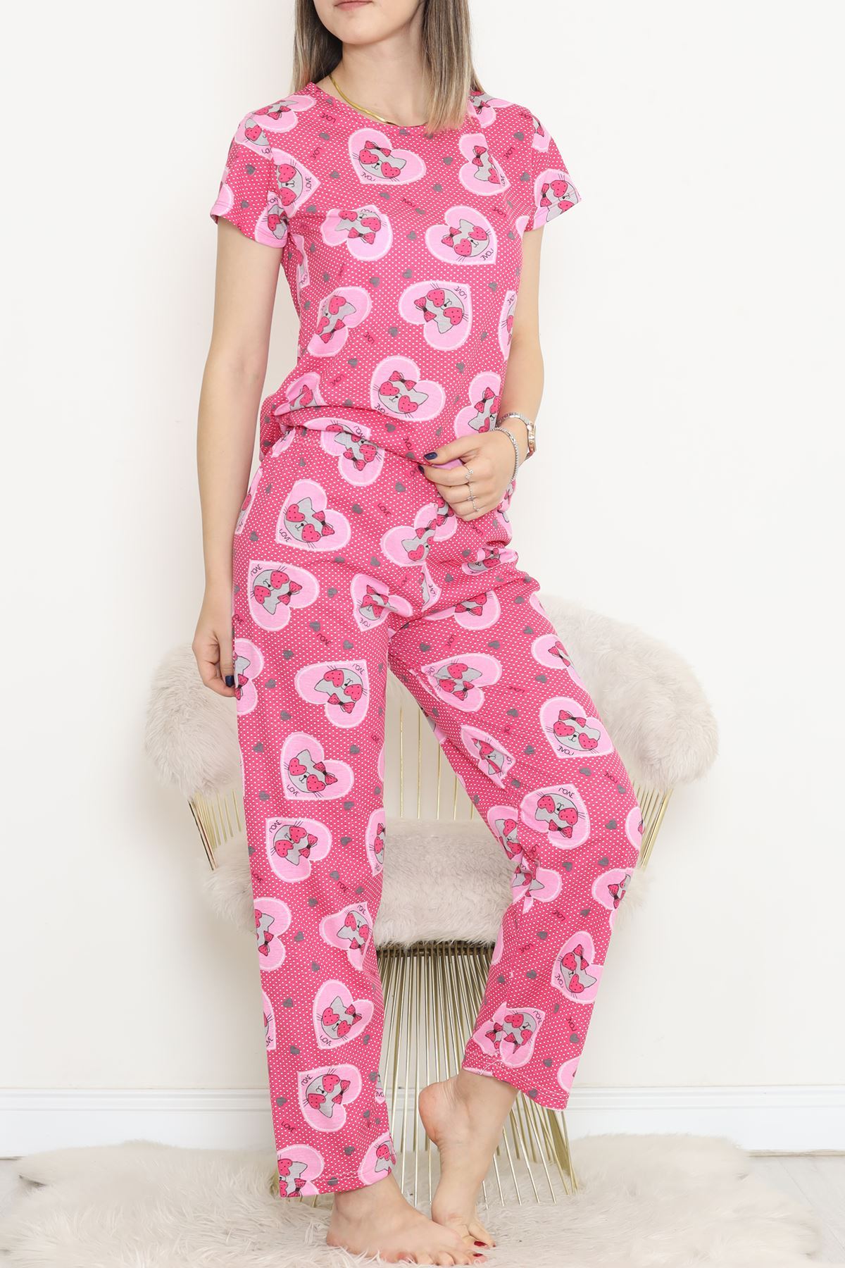 Patterned Pajama Set Fuchsia - 130.1287.