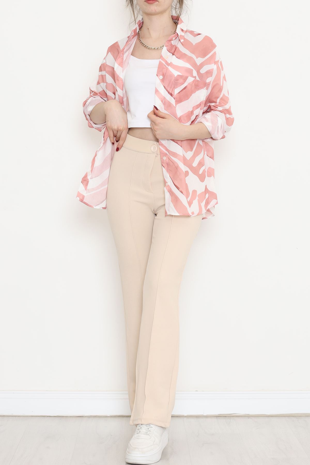 Voile Patterned Shirt Rose Brown - 989.1247.