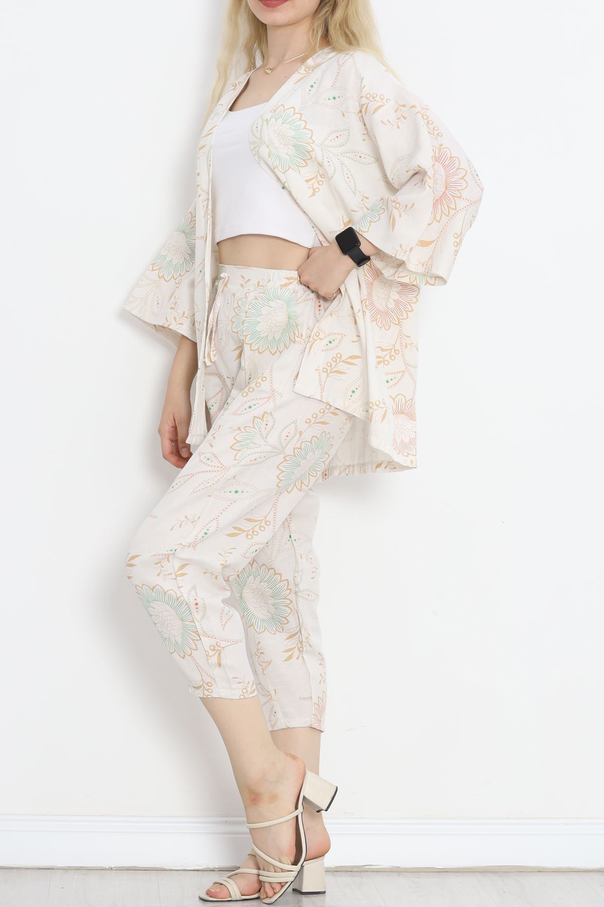 Kimono Set Beige Patterned - 152342.701.